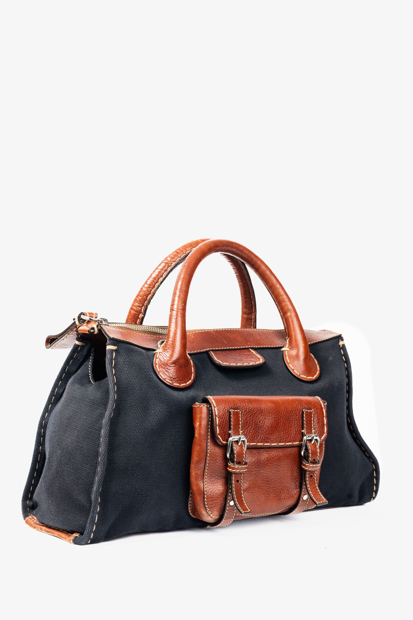 Chloe Chloe Edith Navy Canvas & Leather Trim Tote Size ONE SIZE - 2 Thumbnail