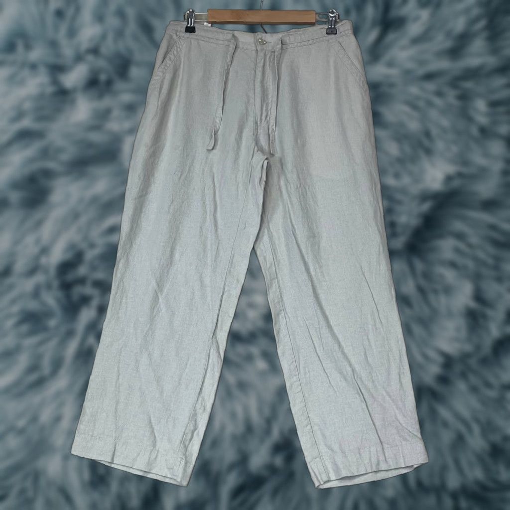 Vintage Havanera Pants Men's Beige Linen Blend Drawstring Travel Casual Size Medium Size US 31 - 1 Thumbnail