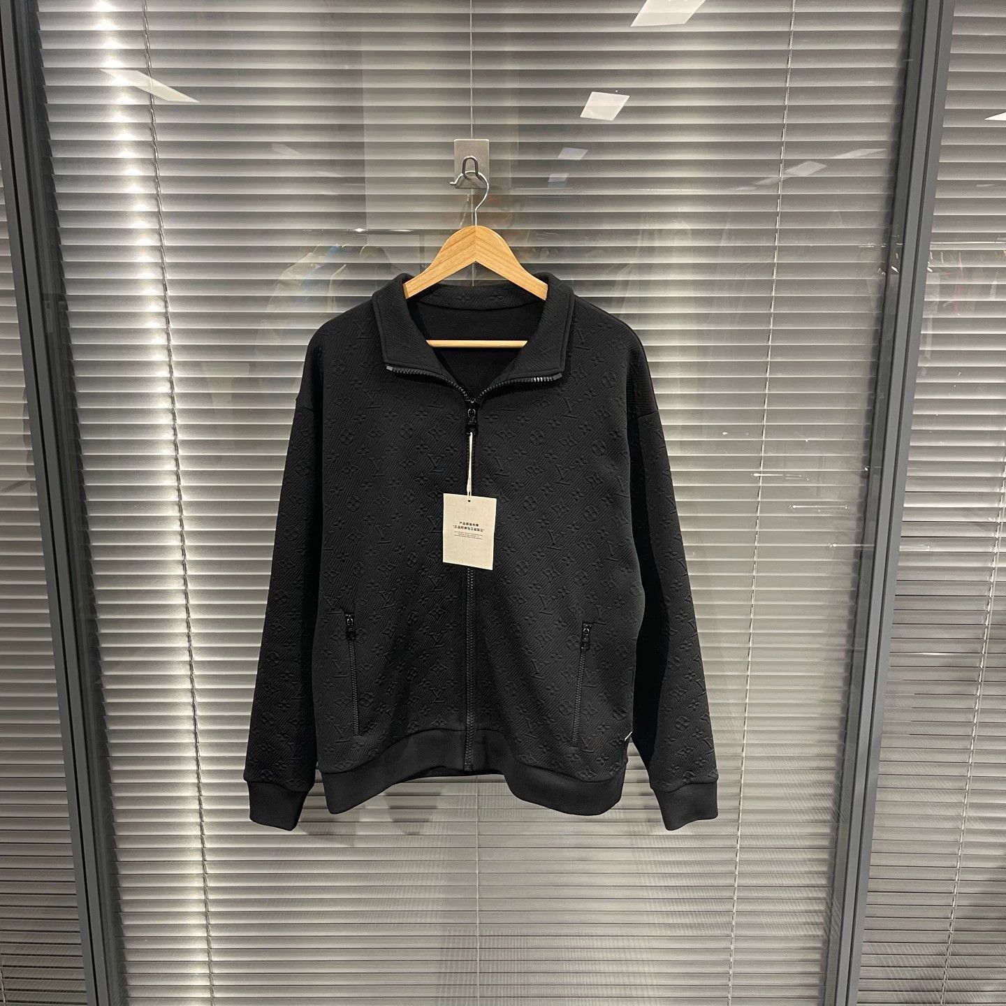 Louis Vuitton Black Textured Zip-Front Bomber Jacket Size US L / EU 52-54 / 3 - 1 Thumbnail