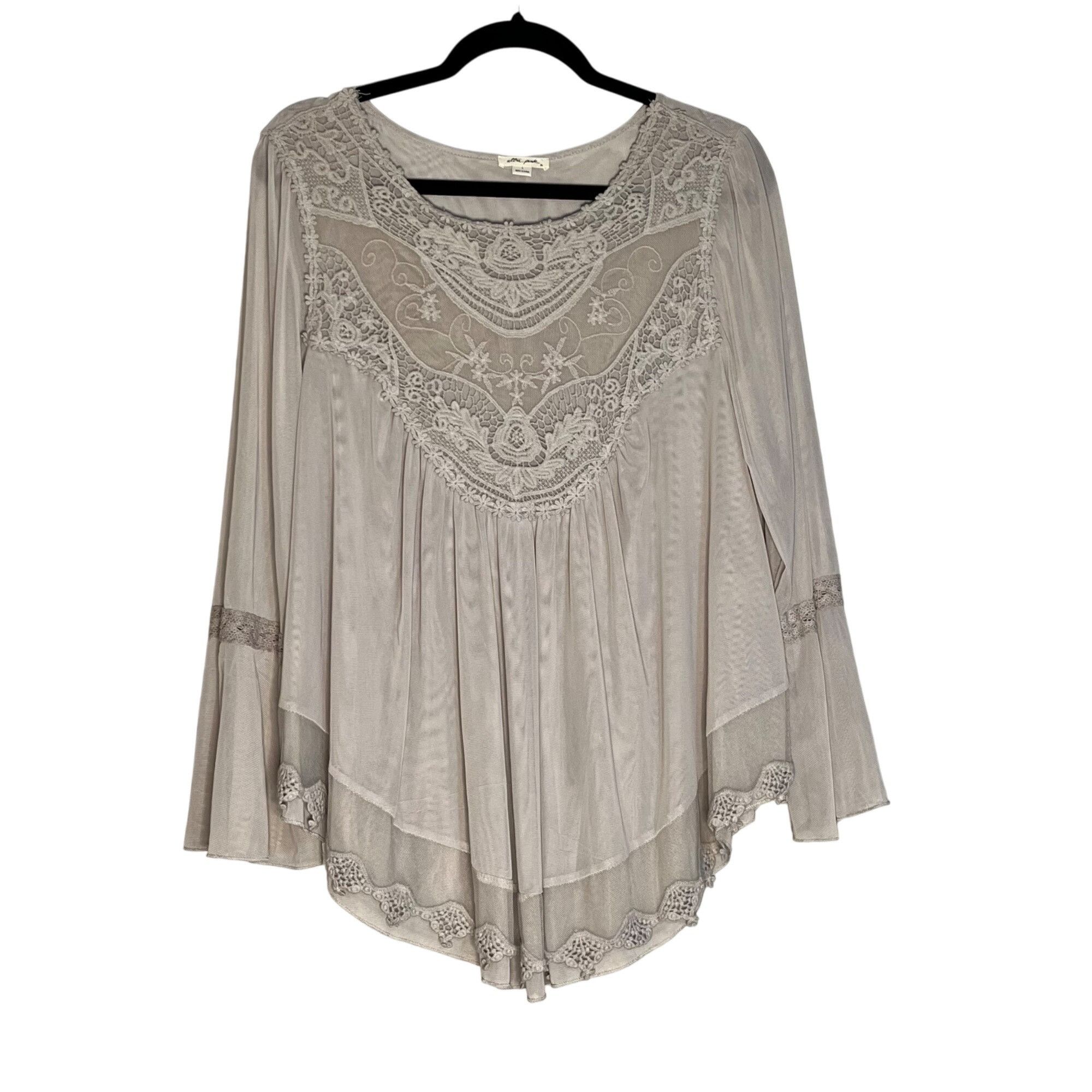 Other Ultra Pink Taupe L Blouse – Lightweight Boho Lace Cottagecor Size L / US 10 / IT 46 - 3 Thumbnail