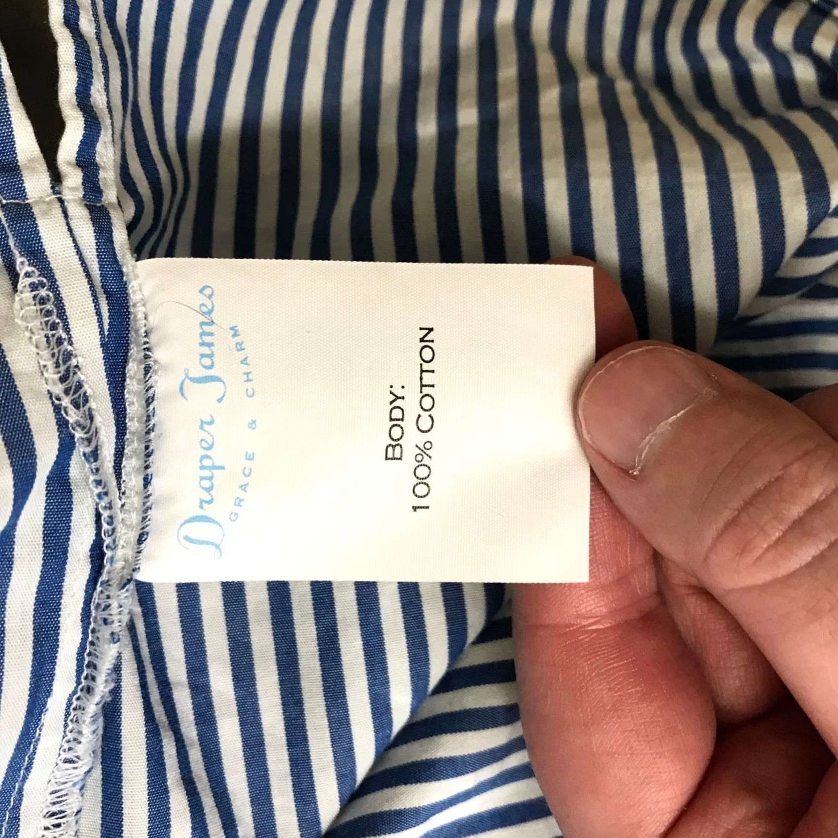 Vintage Draper James Button-Down Shirt Striped Blue White Bell Sleeve Ruffle 100% Cotton 12 Womens Size XL / US 12-14 / IT 48-50 - 8 Thumbnail