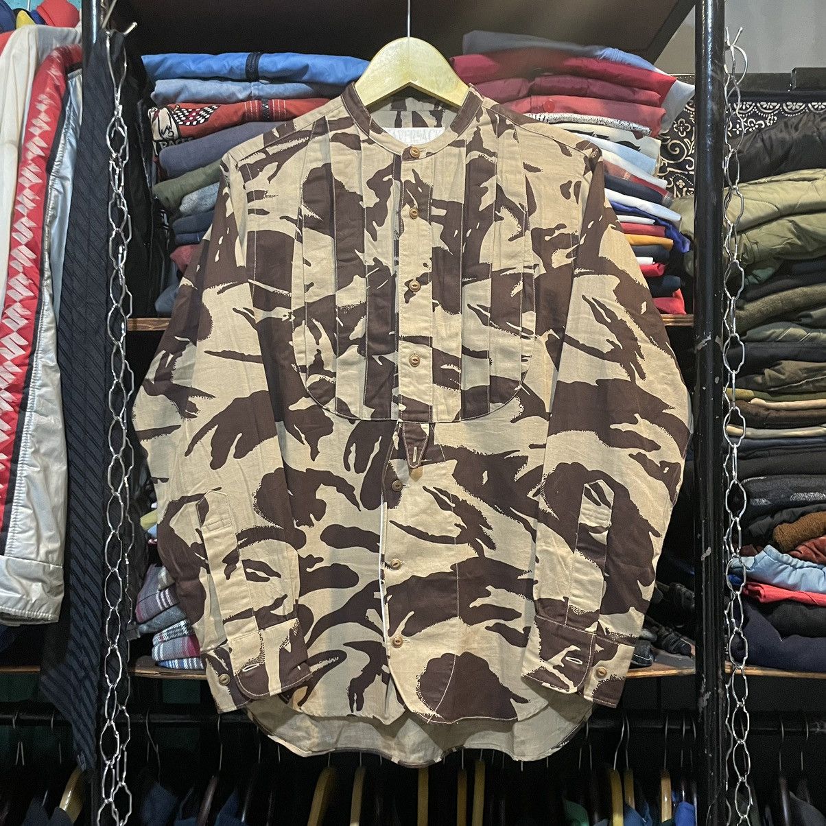 Haversack × Japanese Brand Haversack Japan Camouflage Herringbone Collarless Shirt Size US M / EU 48-50 / 2 - 1 Thumbnail