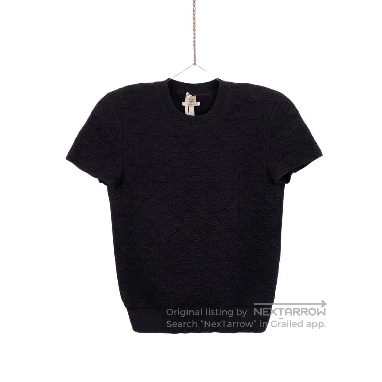 Hermes Hermes Black embossed printed short sleeves| Size XXS / US 00 / IT 34 - 1 Thumbnail