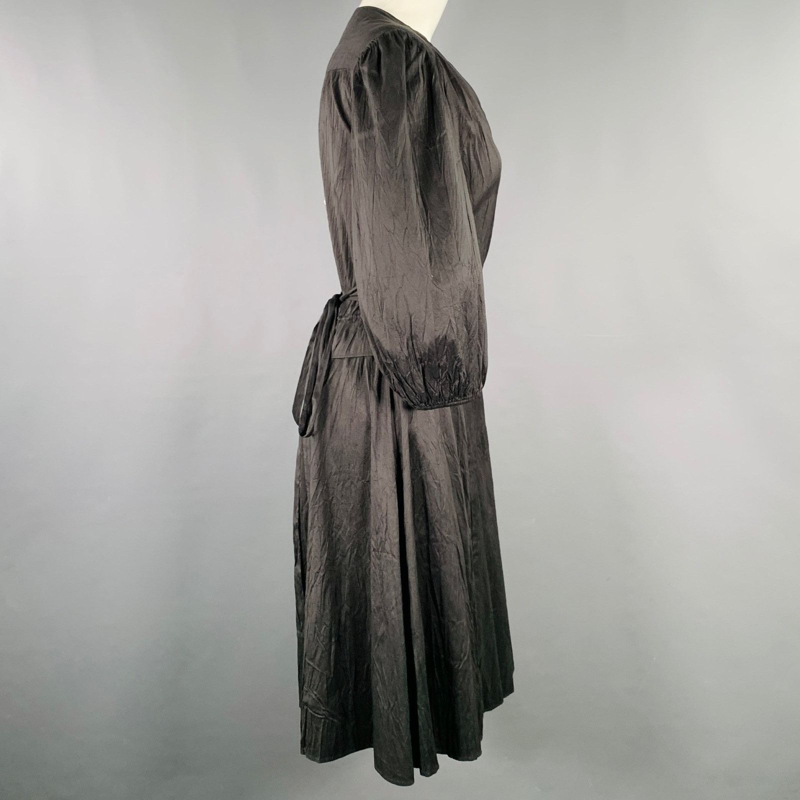 Calypso St Barth CALYPSO Size S Black Silk Wrinkled Wrap Dress Size S / US 4 / IT 40 - 2 Thumbnail