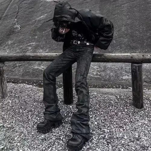 Jean Heavyweight washed and waxed micro flare hombre baggy jeans Size US 34 / EU 50 - 3 Thumbnail