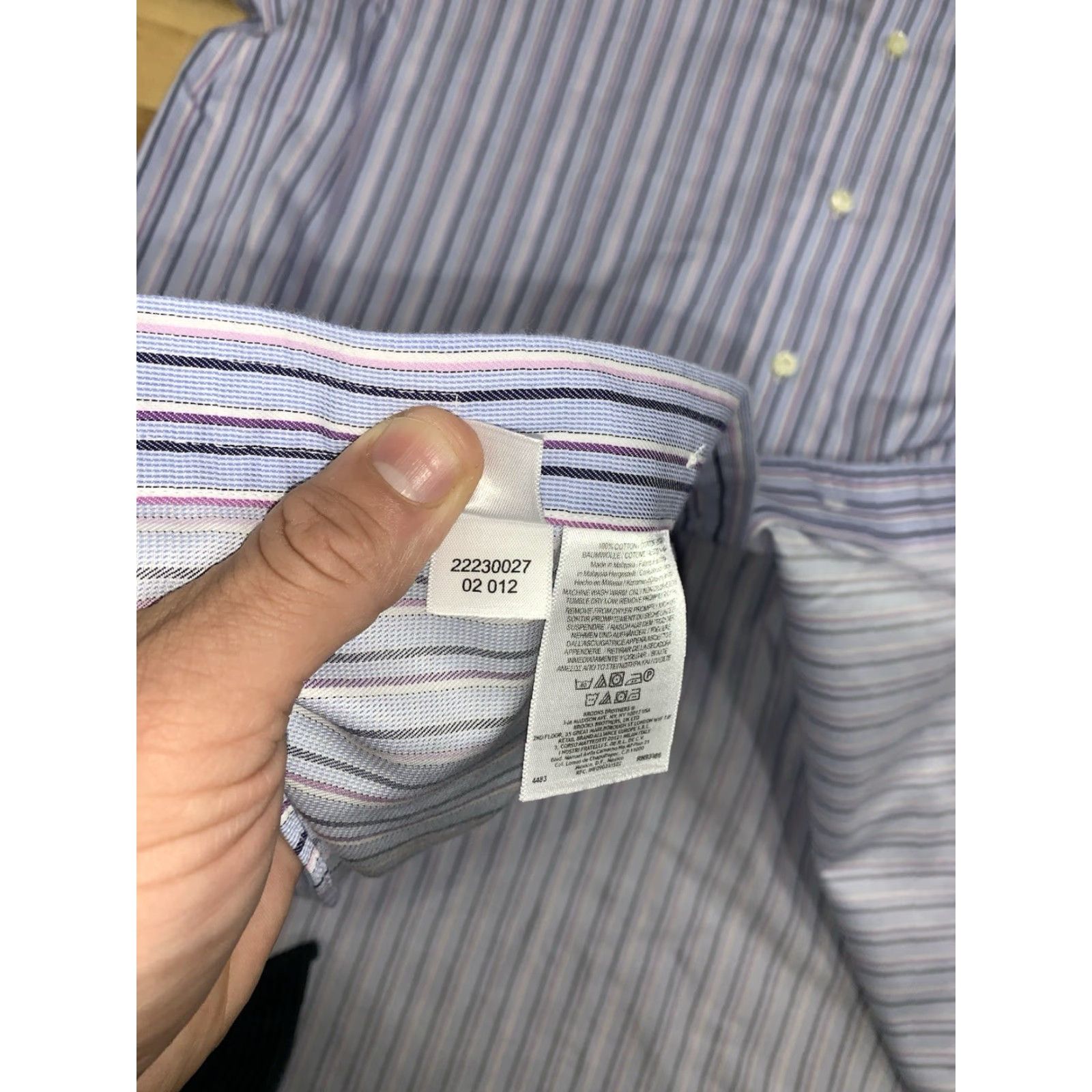Brooks Brothers Brooks Brothers 346 Dress Shirt Men 17 1/2 Blue Purple Strip Casual Work 12911 Size US XXL / EU 58 / 5 - 4 Thumbnail