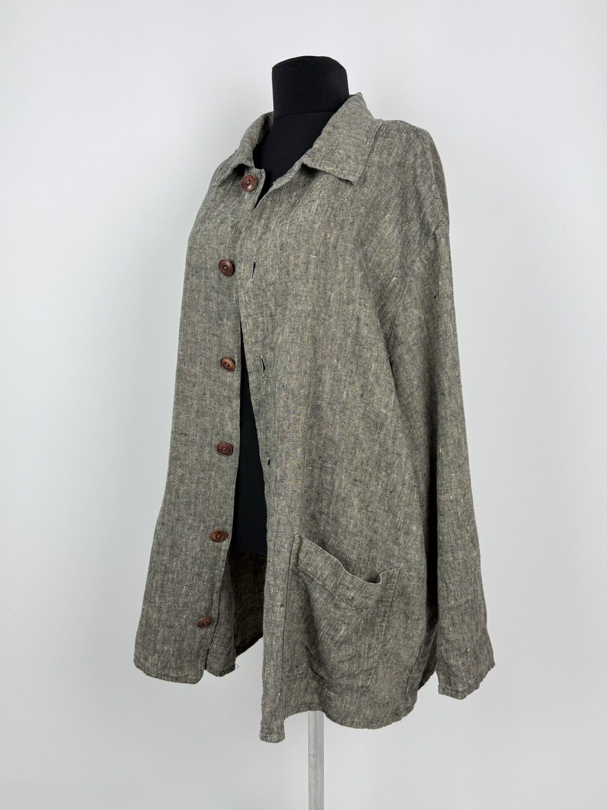 Vintage 1990s Vintage FLAX by Jeanne Engelhart Linen Chore Jacket Size L / US 10 / IT 46 - 2 Thumbnail