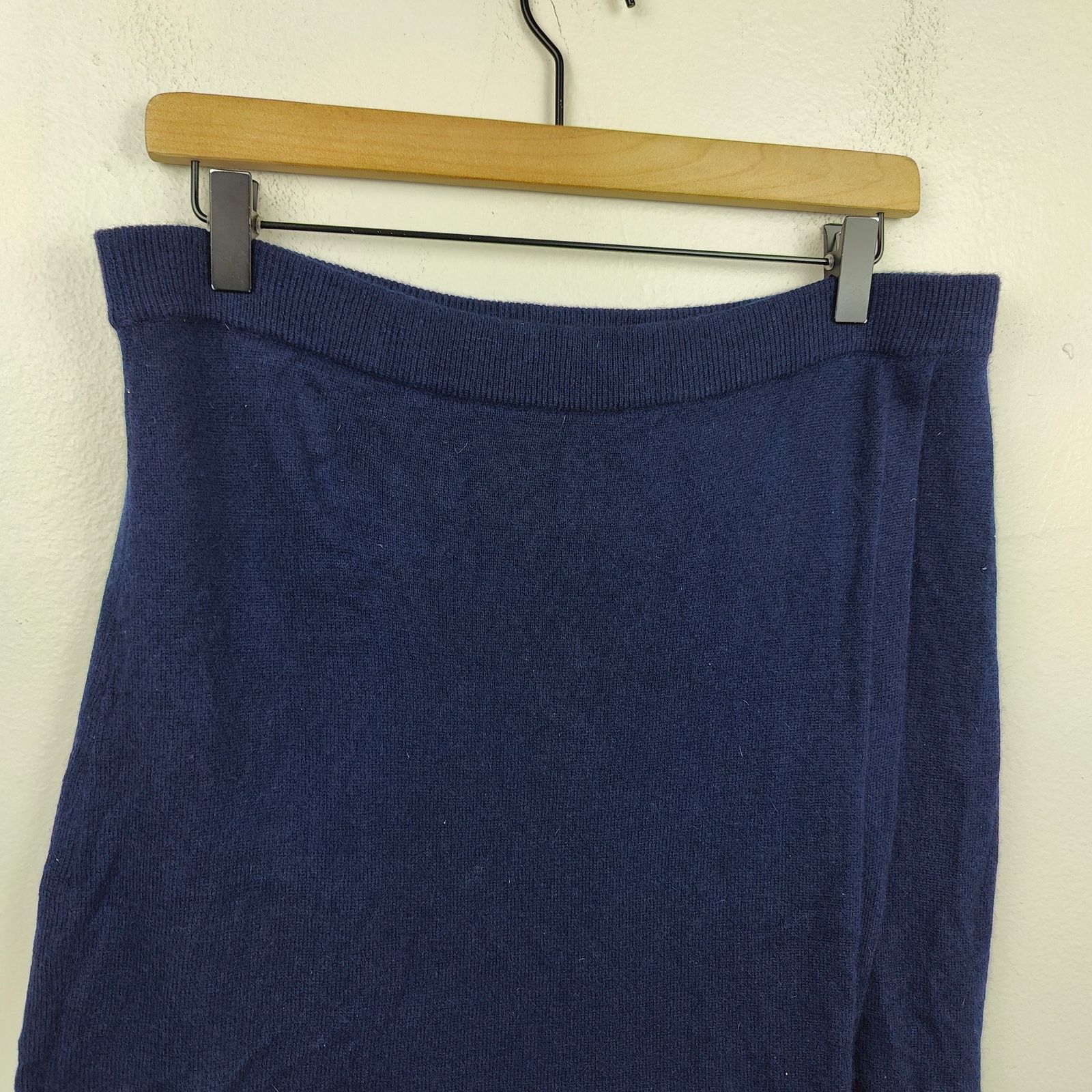 Other Vintage William Kasper Cashmere Maxi Skirt Medium Navy Blue Size 29" - 2 Thumbnail