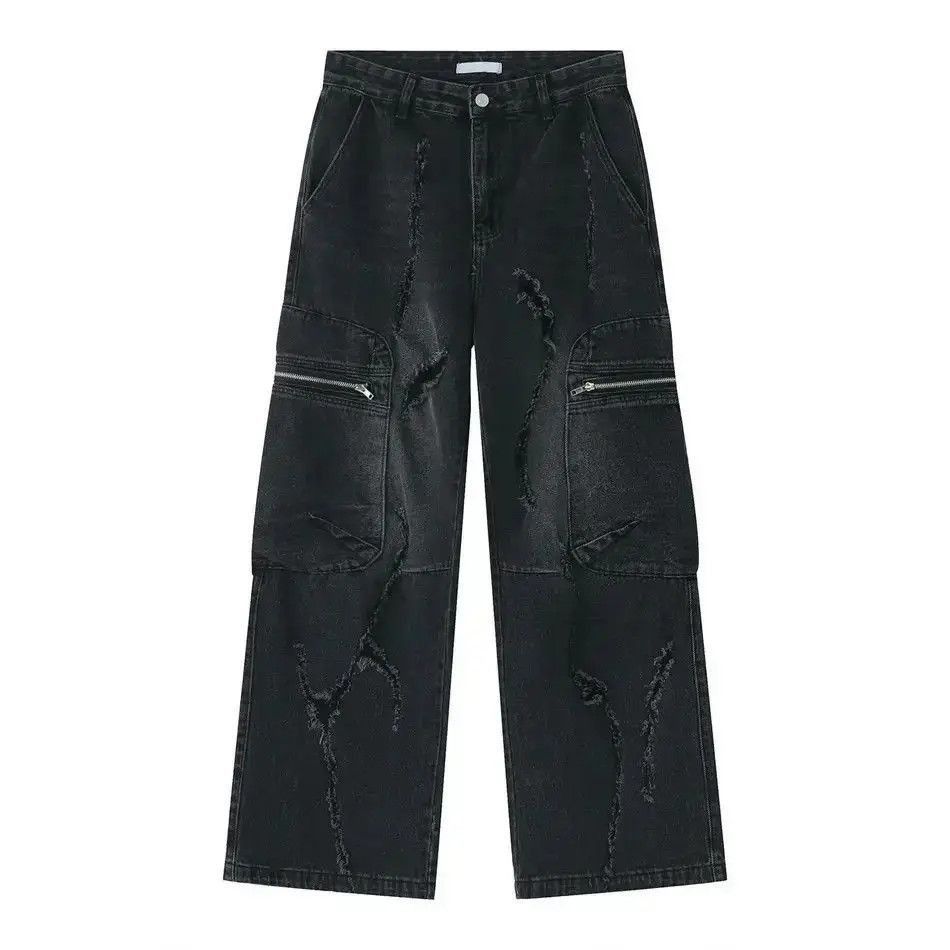 Japanese Brand Retro straight leg ripped loose jeans Size US 32 / EU 48 - 4 Thumbnail