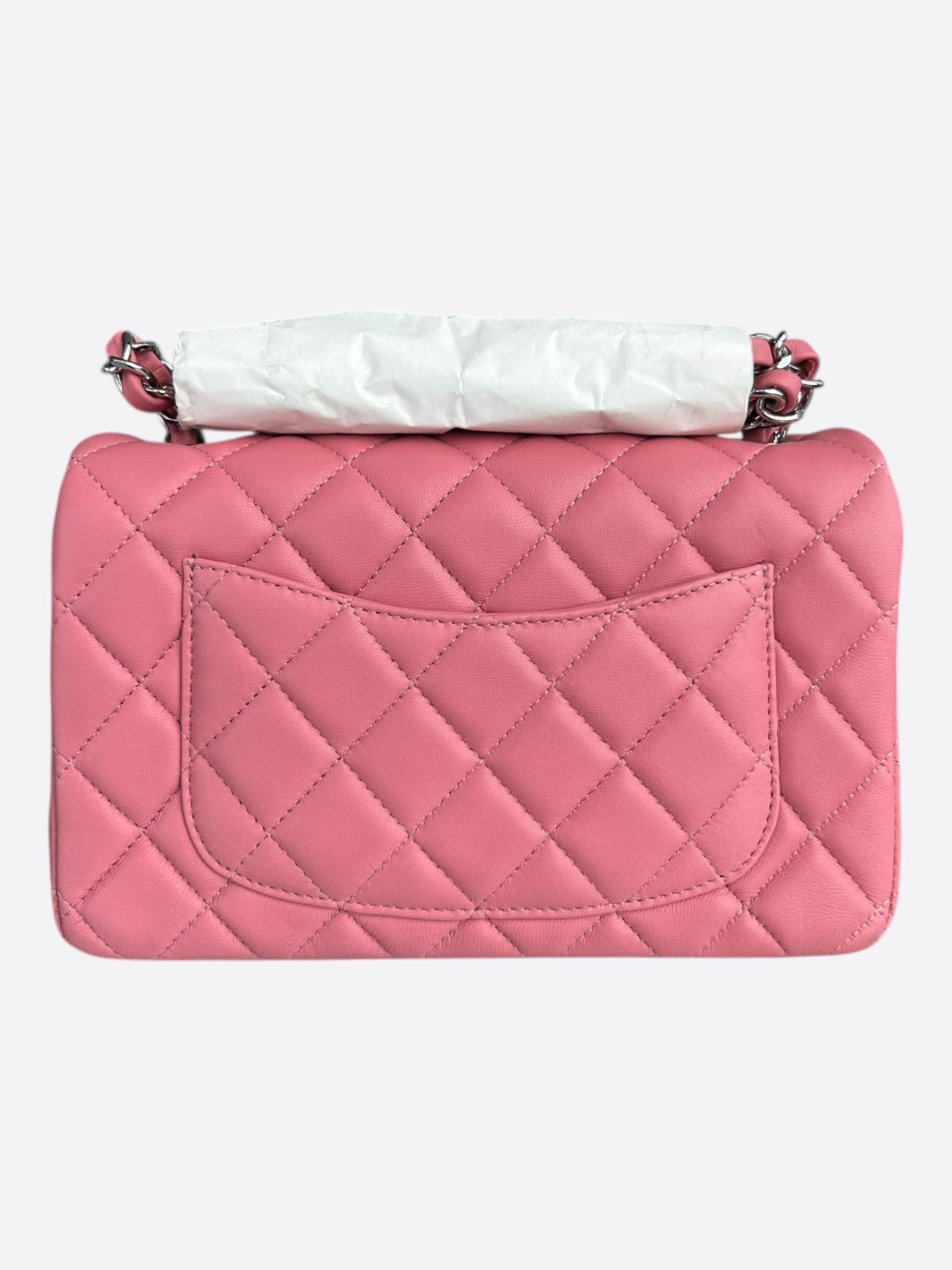 Chanel Pink Quilted Lambskin Mini Rectangular Flap Bag