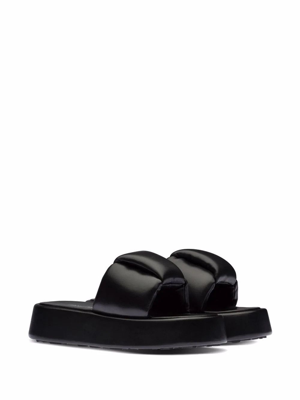Miu Miu o1la1rc1a0724 Leather Slide in Black Size US 6 / IT 36 - 2 Thumbnail