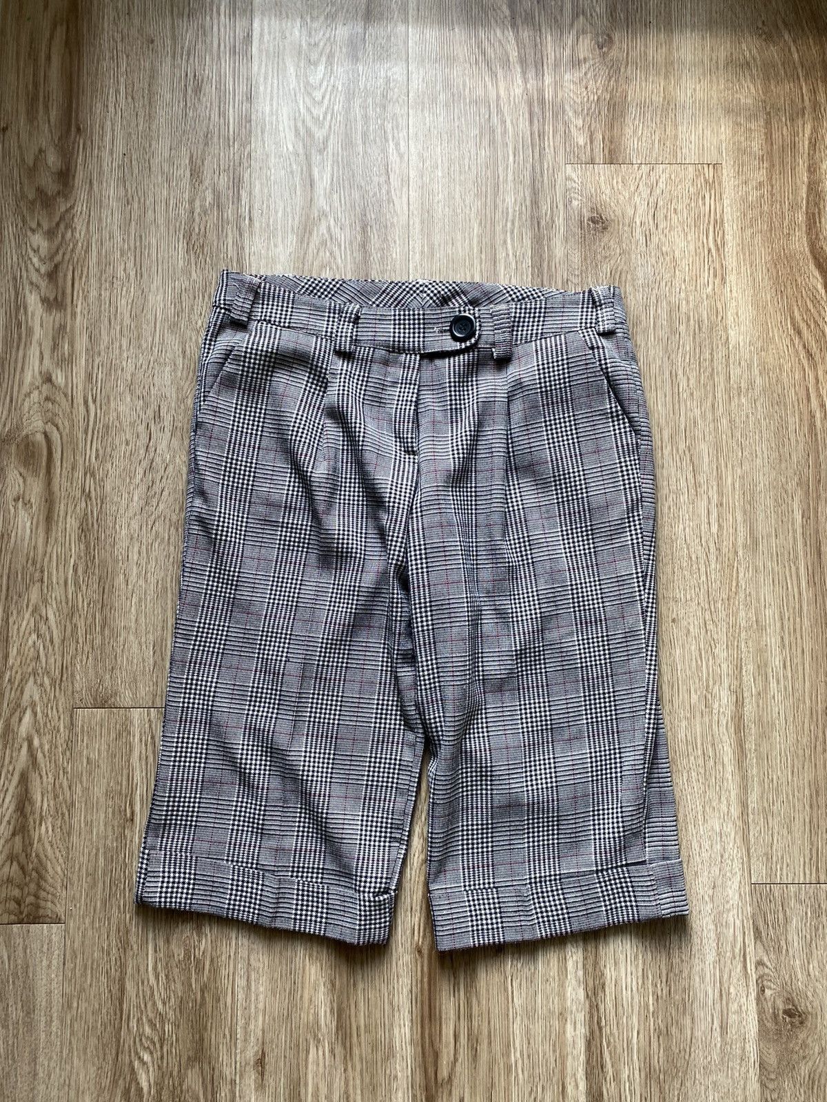 Y2K Cropped Check Plaid Capri Trousers