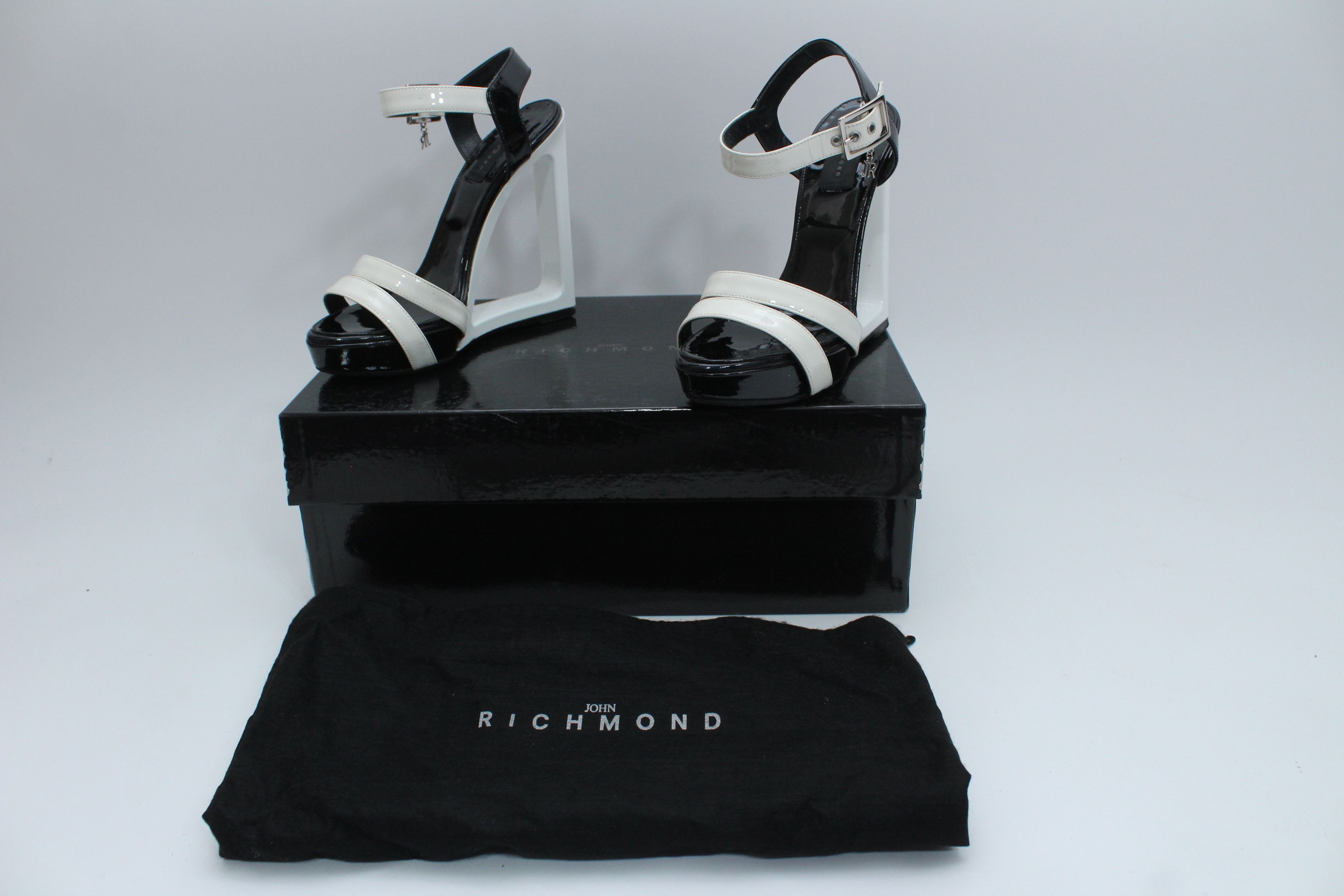 Other John Richmond B&W Wedge Heel Sandals Size 37 Size US 7 / IT 37 - 1 Thumbnail