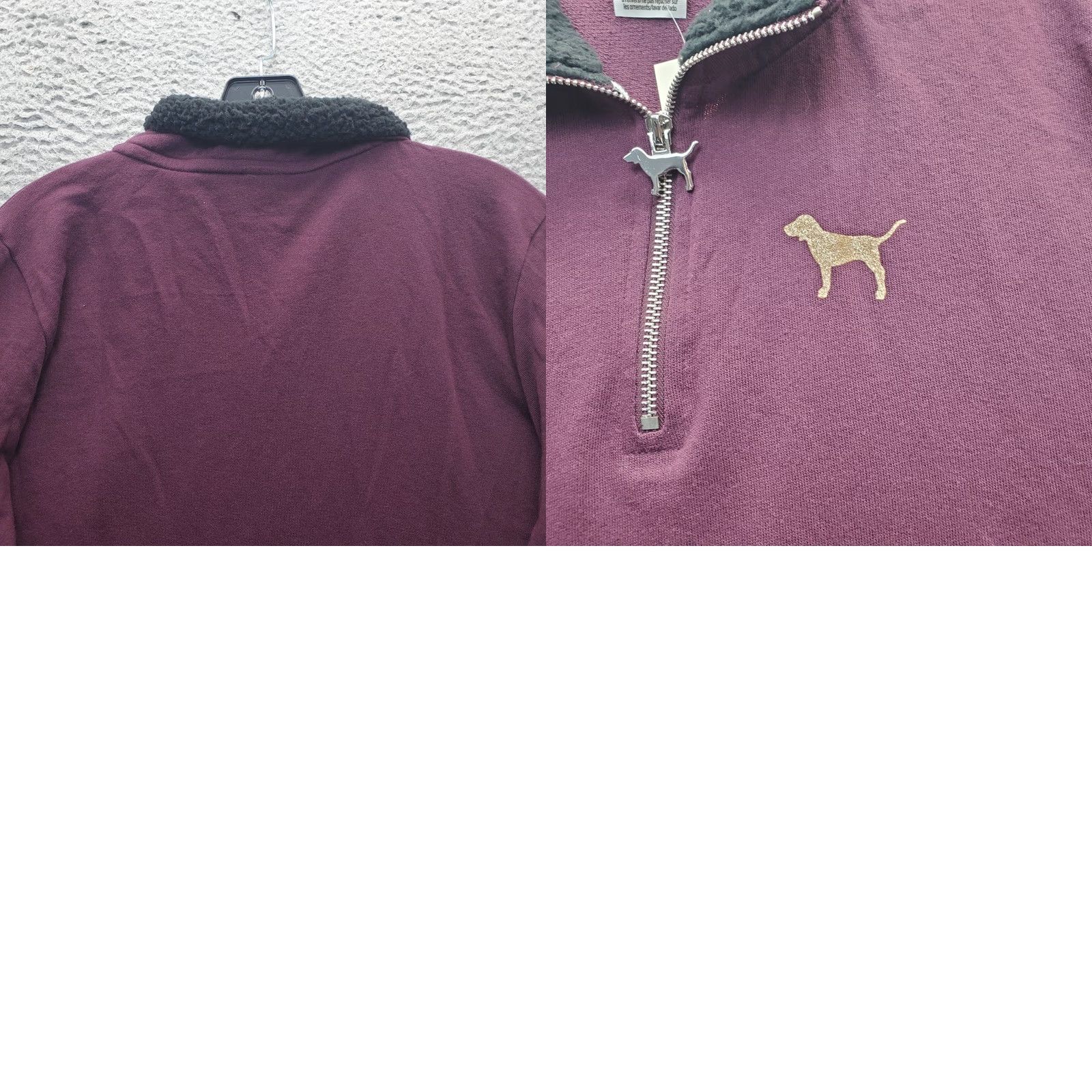 Victoria's Secret Victoria's Secret PINK Sweatshirt Womens L Burgundy 1/4 Zip Sherpa-Lined Collar Zip Pullover Size L / US 10 / IT 46 - 8 Thumbnail