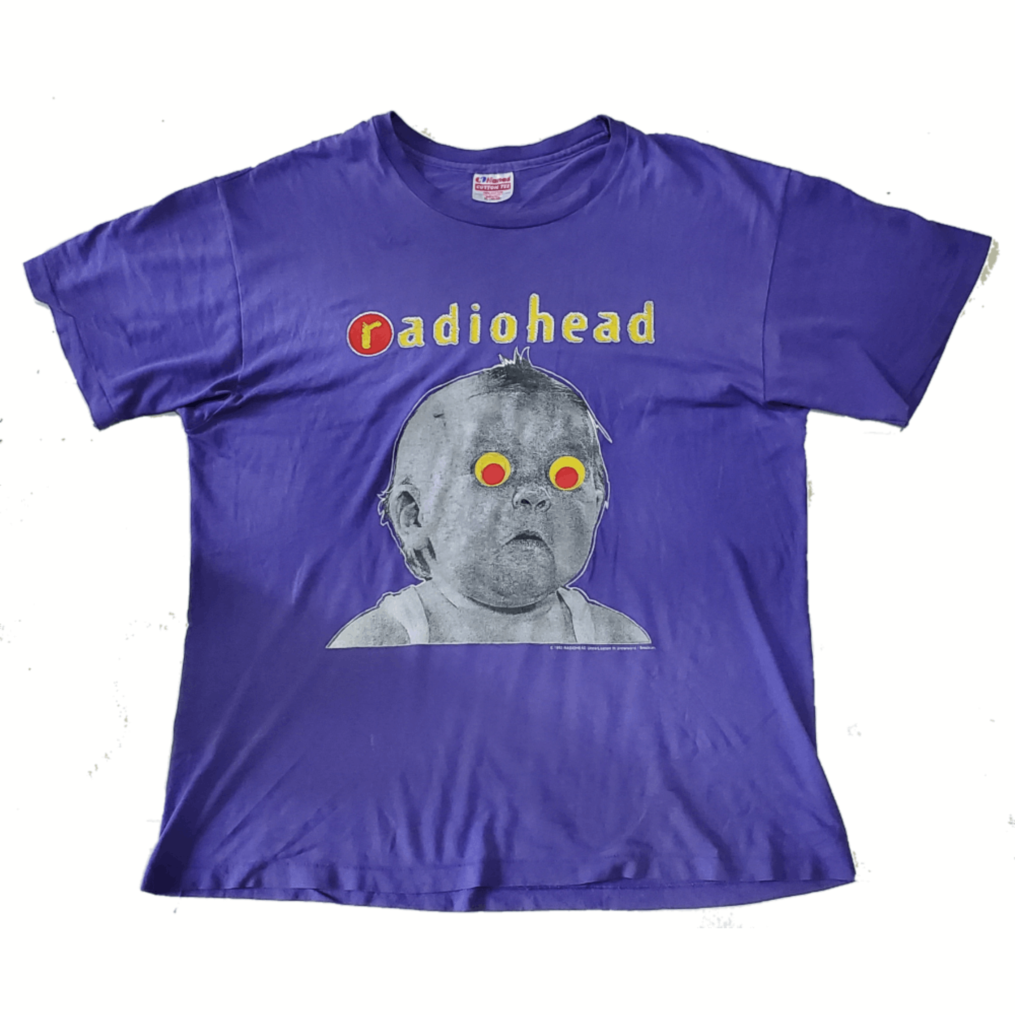 Pre-owned Band Tees X Rock T Shirt Radiohead Pablo Honey Vintage Hanes Rock Band Tshirt In Purple