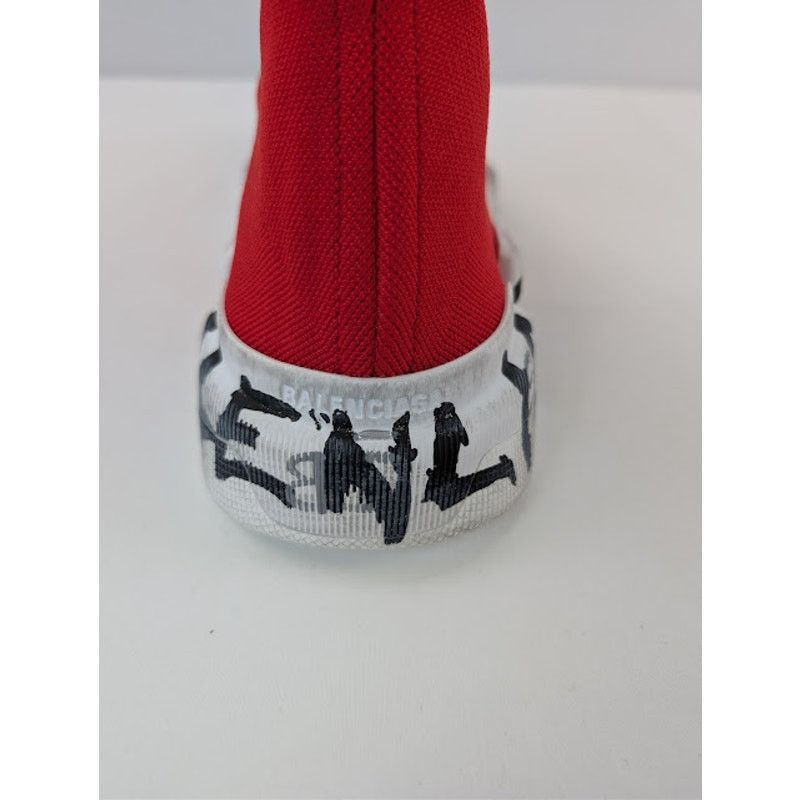 Balenciaga o1rshd1 Q:2 / Speed 2.0 Graffiti Recycled Knit Sneaker Red Size US 11 / EU 44 - 16 Thumbnail