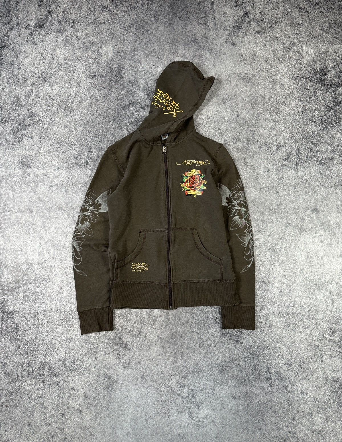 Ed Hardy Y2K Vintage Ed Hardy hoodie avant garden logo Streetwear VTg Size L / US 10 / IT 46 - 1 Thumbnail