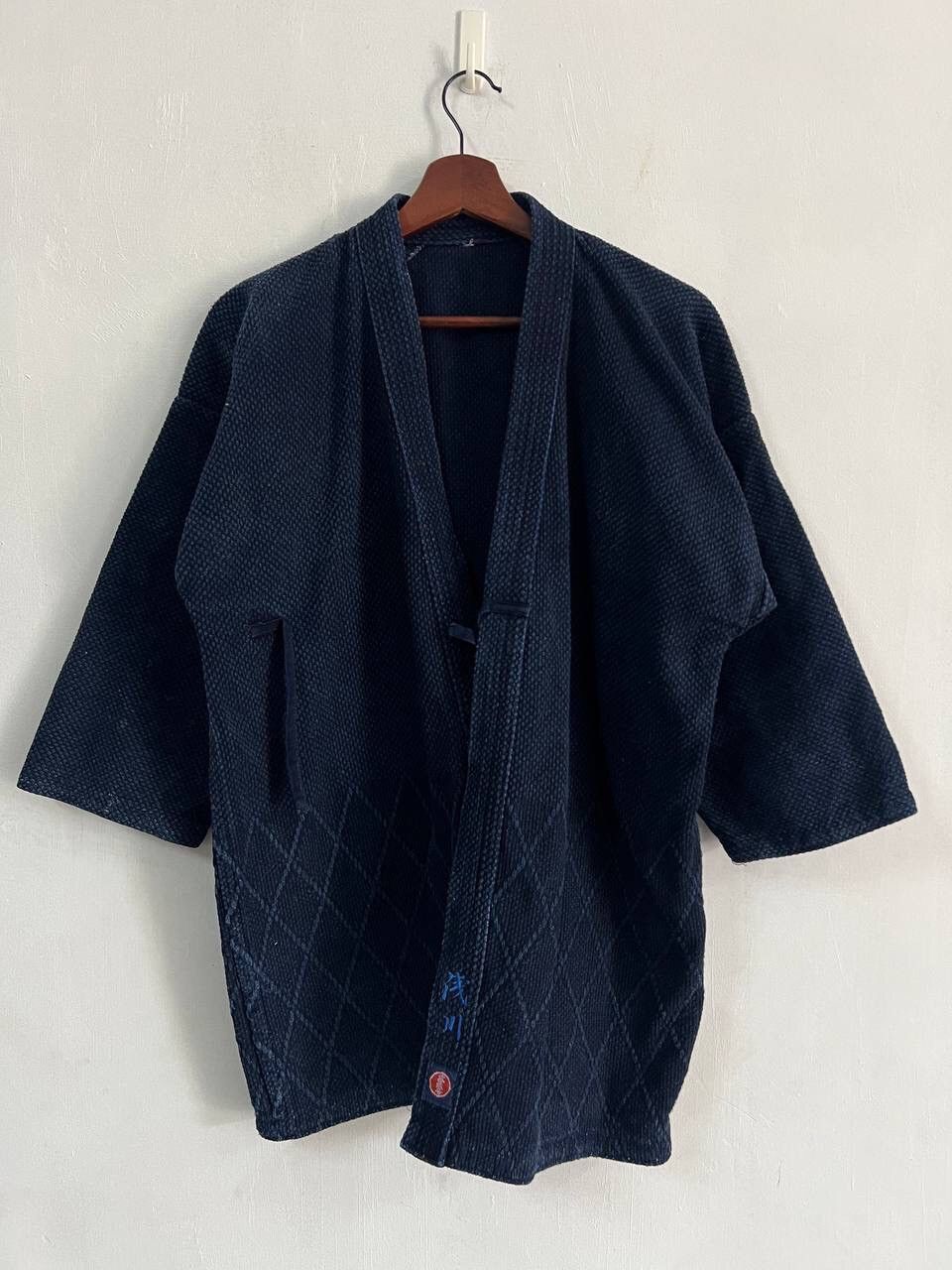 Indigo Kendo Uniform Dyed Boro Japan Kimono Size US L / EU 52-54 / 3 - 4 Thumbnail