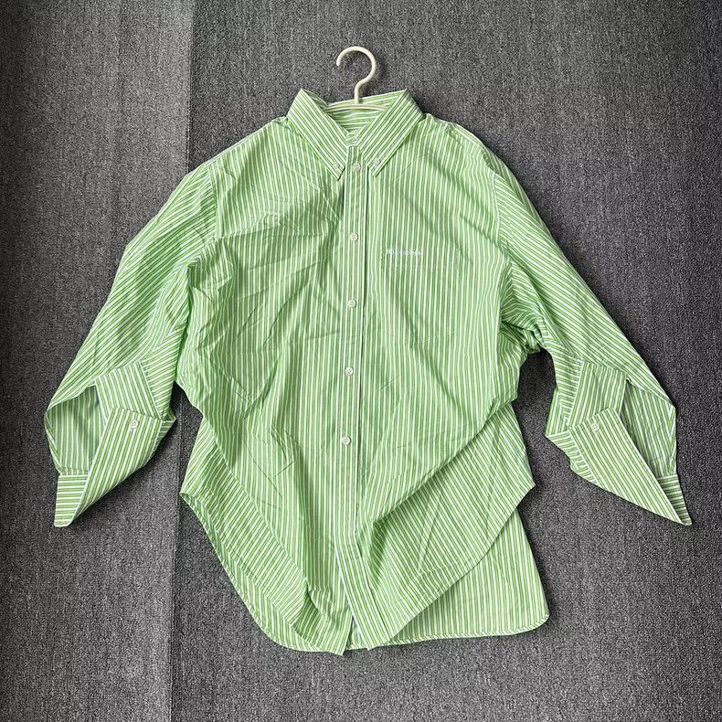 Balenciaga Balenciaga size 34 Women's Green Striped Loose Fit Shirt Size S / US 4 / IT 40 - 1 Thumbnail