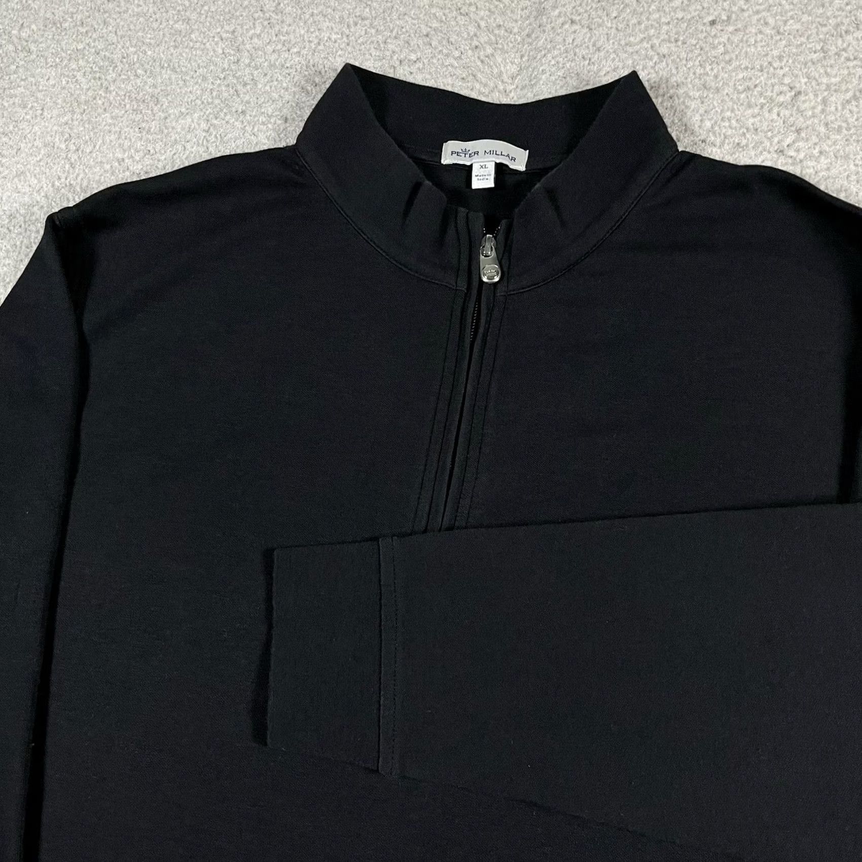 Peter Millar Peter Millar 1/4 Zip Pullover Mens XL Black Cotton Blend Stretch Golf Shirt Size US XL / EU 56 / 4 - 2 Thumbnail