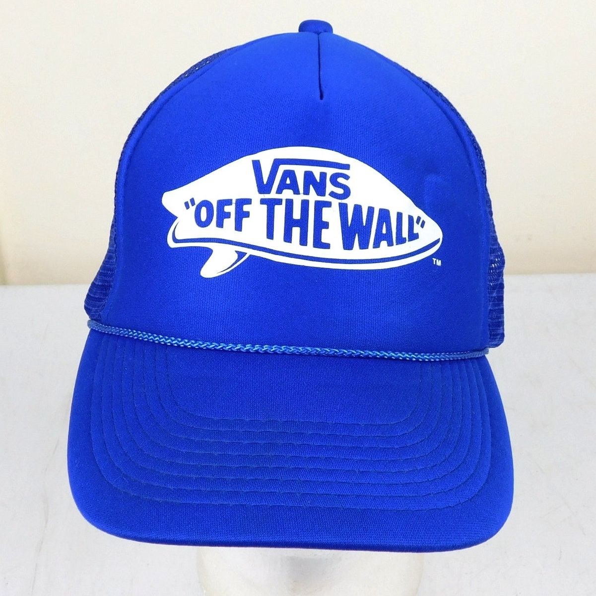 Vans Vintage Vans Trucker Hat Blue White Logo Y2K Adjustable Size ONE SIZE - 1 Thumbnail