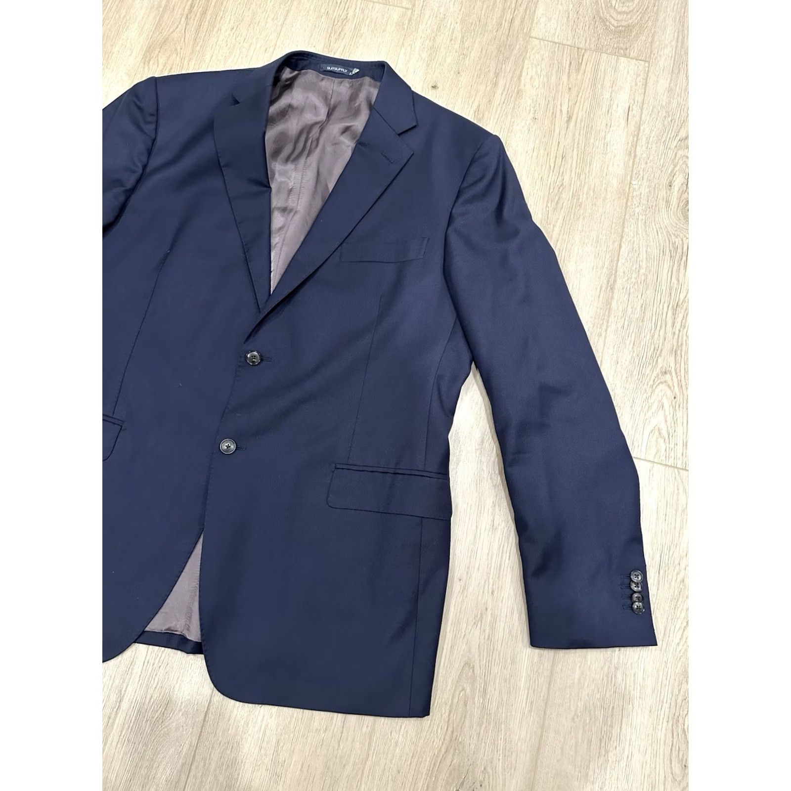 Apolis VINTAGE Napoli Blazer Men 50 Navy Blue Solid Notch 2-Button 4-Button Sleeve Wool Blazer Size 50R - 2 Thumbnail