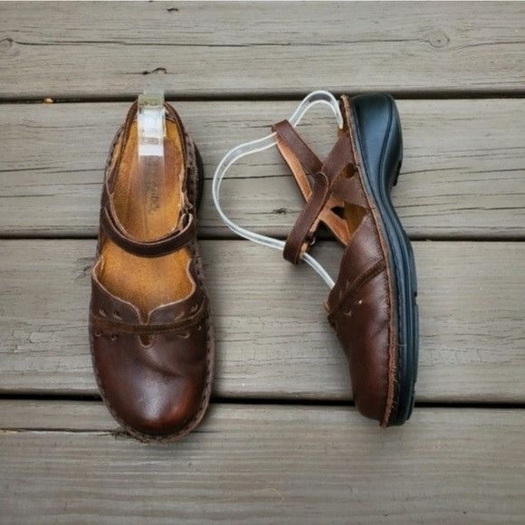 Other Naot Gardenia Brown Leather Cork Sole Mary Jane Loafers 41 Size US 10 / IT 40 - 9 Thumbnail