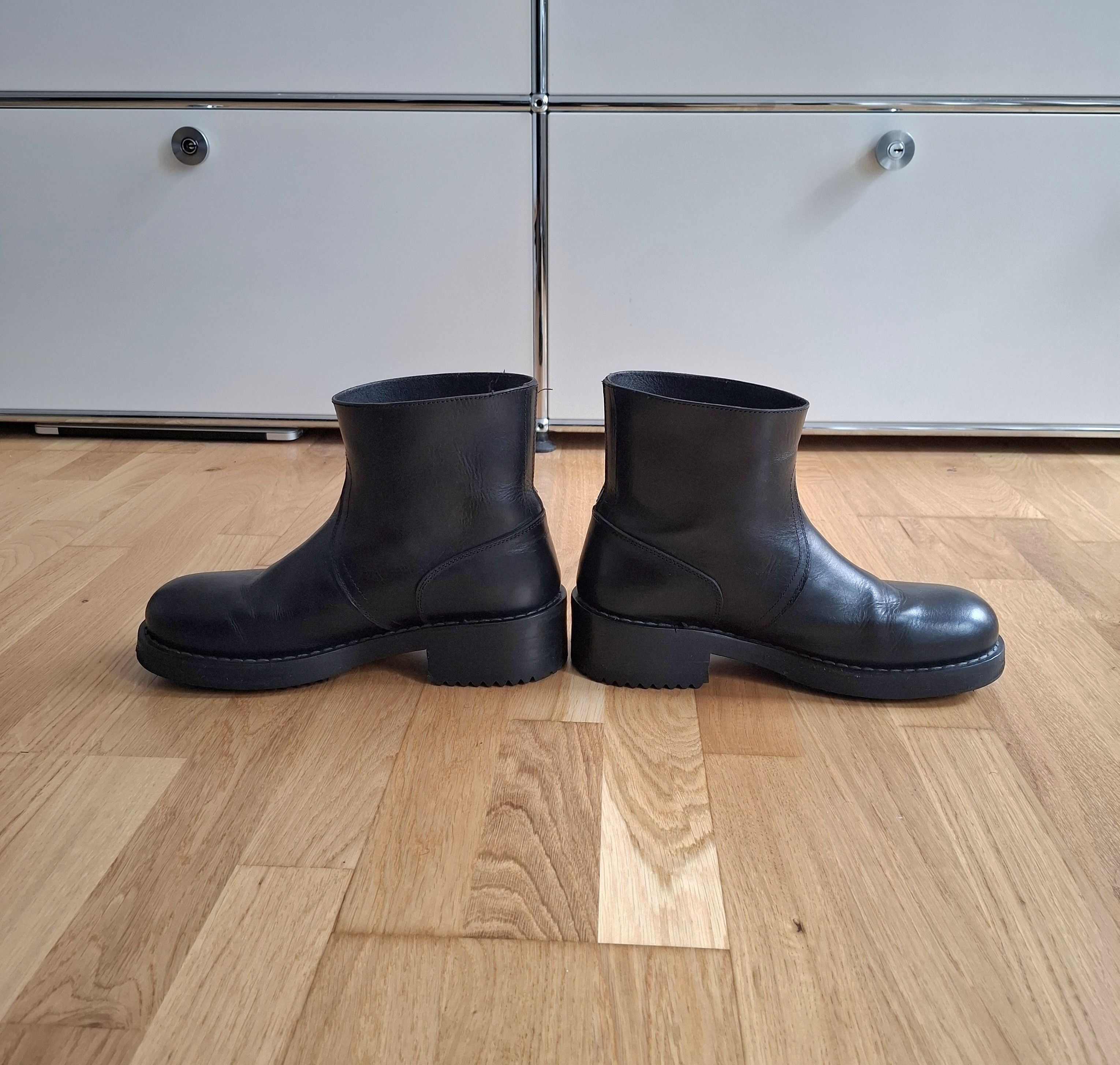 Raf Simons Black debossed-text Leather Ankle Boots Size US 8 / EU 41 - 3 Thumbnail