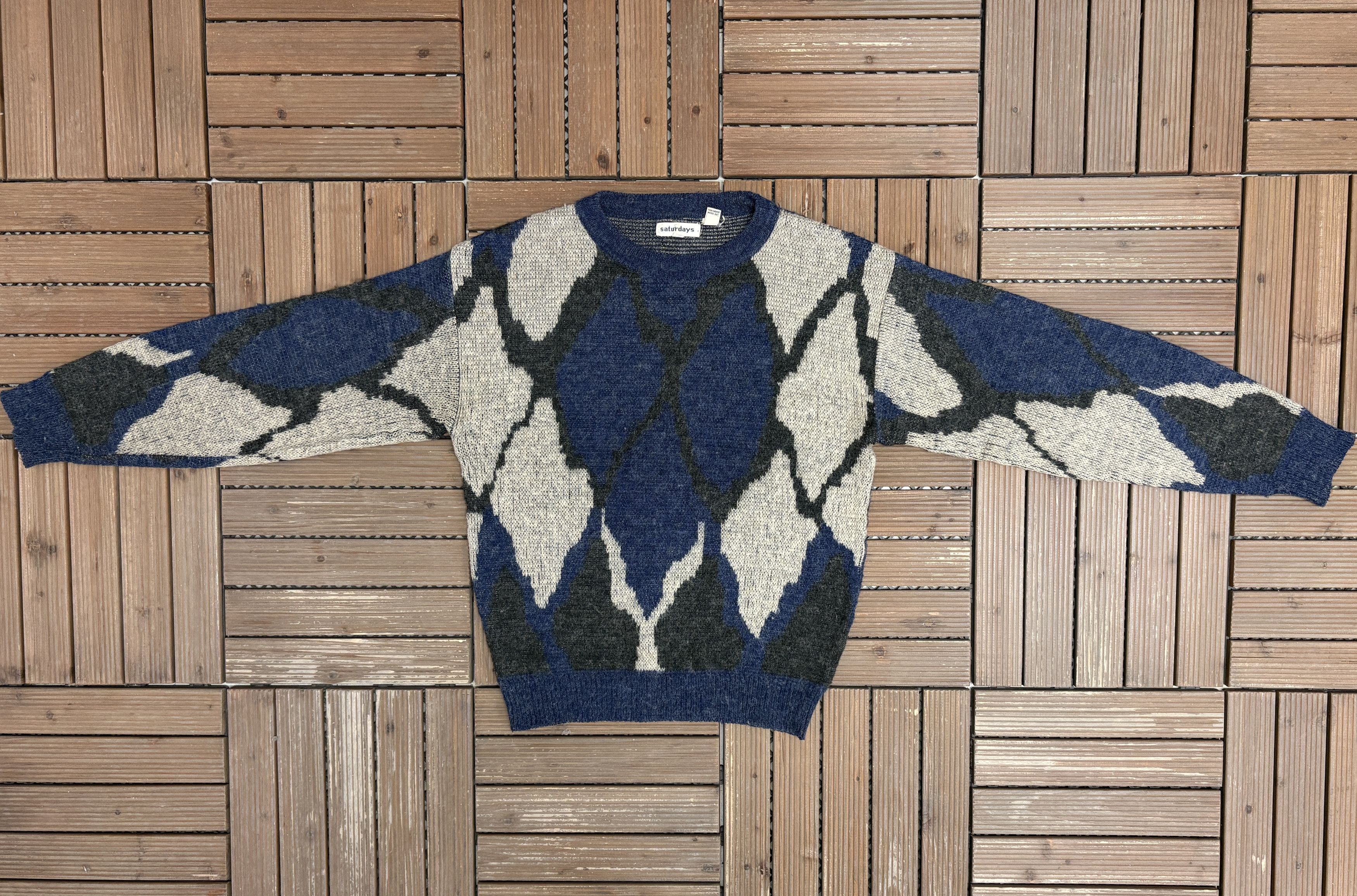 Vintage Saturdays Abstract Pattern Vintage Blue Knit Sweater Size US L / EU 52-54 / 3 - 4 Thumbnail