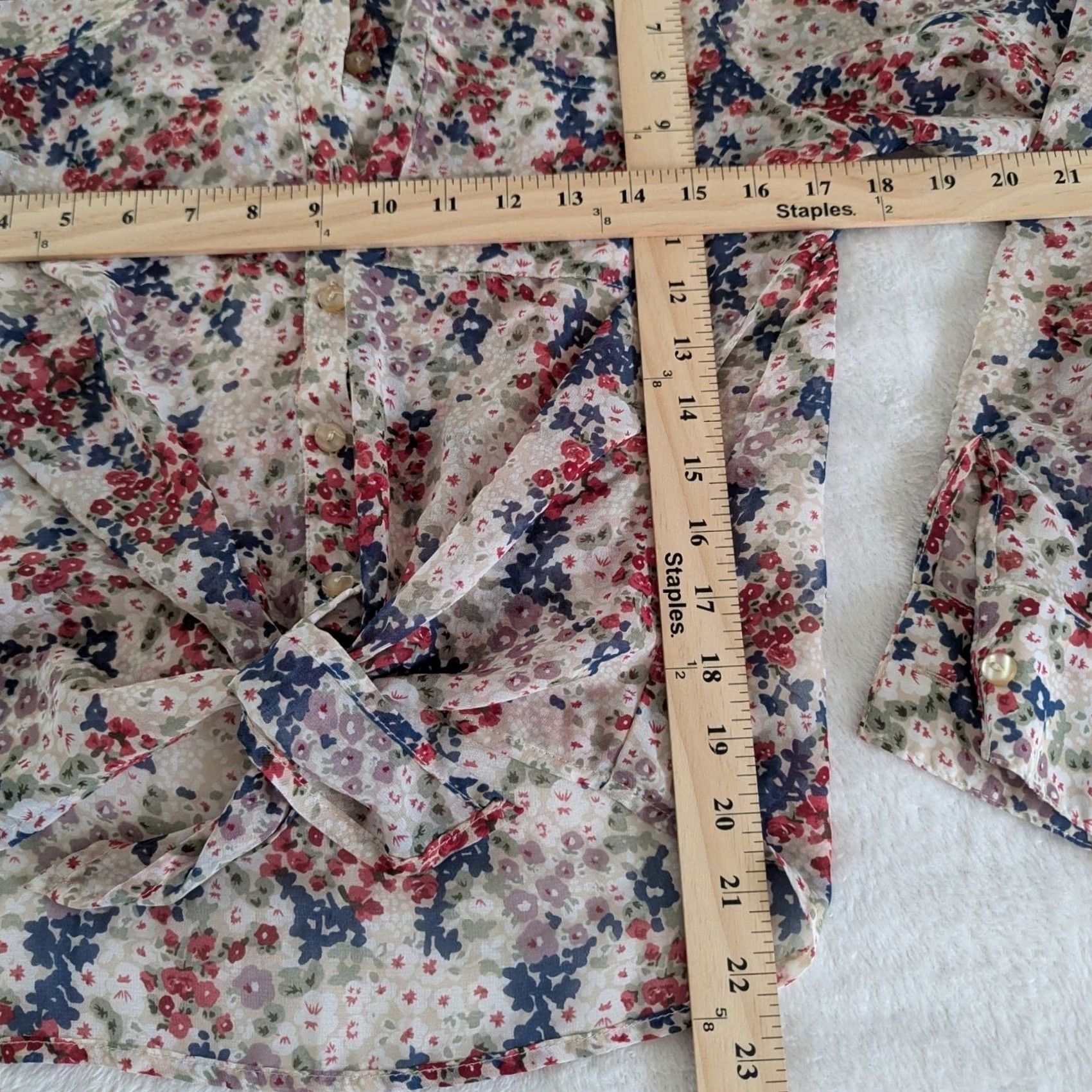 Vintage Vtg Y2K Wet Seal Floral Sheer Tie Front Blouse Button Up Long Sleeve Womens L Size L / US 10 / IT 46 - 4 Thumbnail