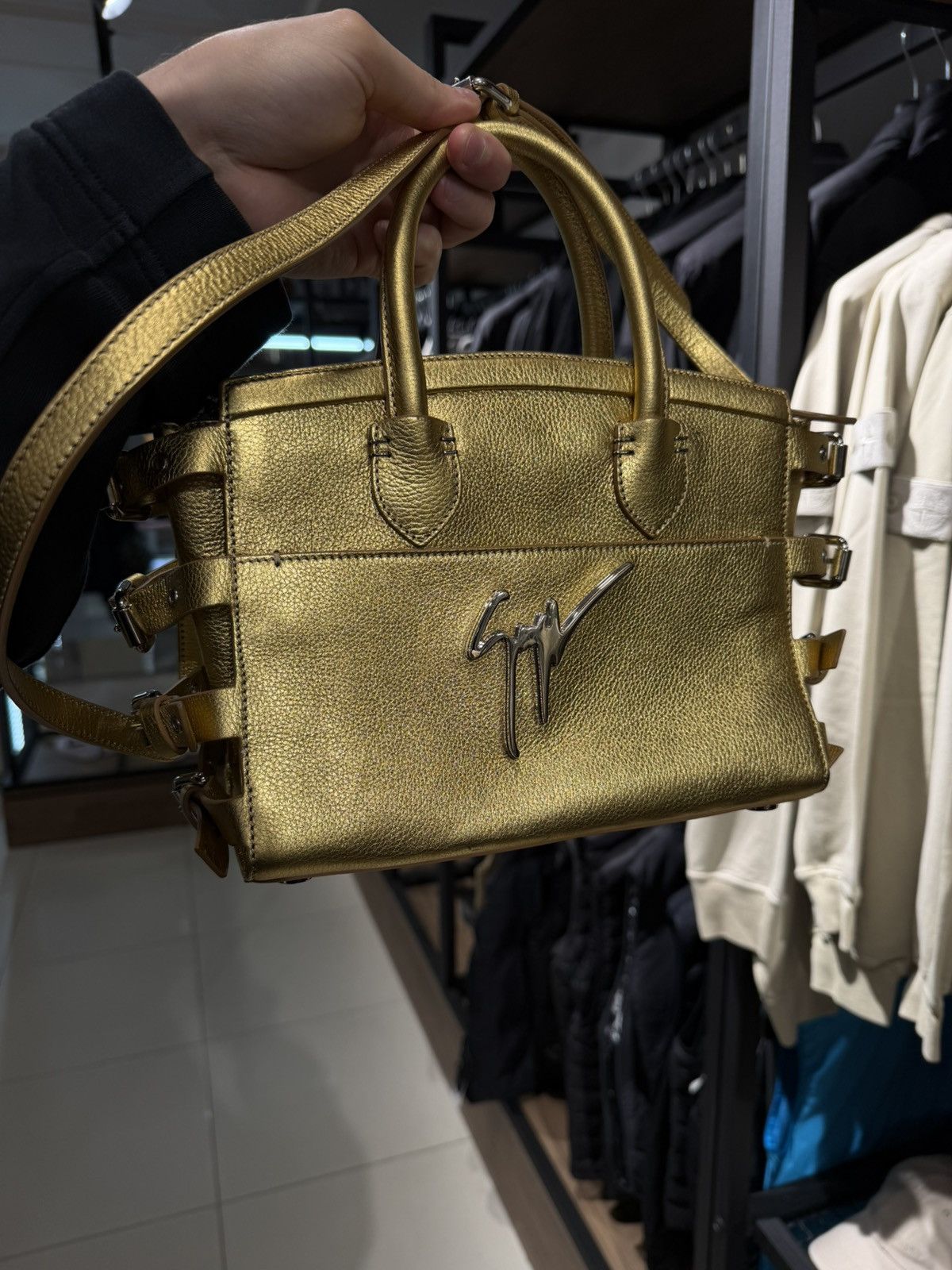 Giuseppe Zanotti Giuseppe Zanotti Gold Metallic leather Top Handle Bag logo Size ONE SIZE - 3 Thumbnail