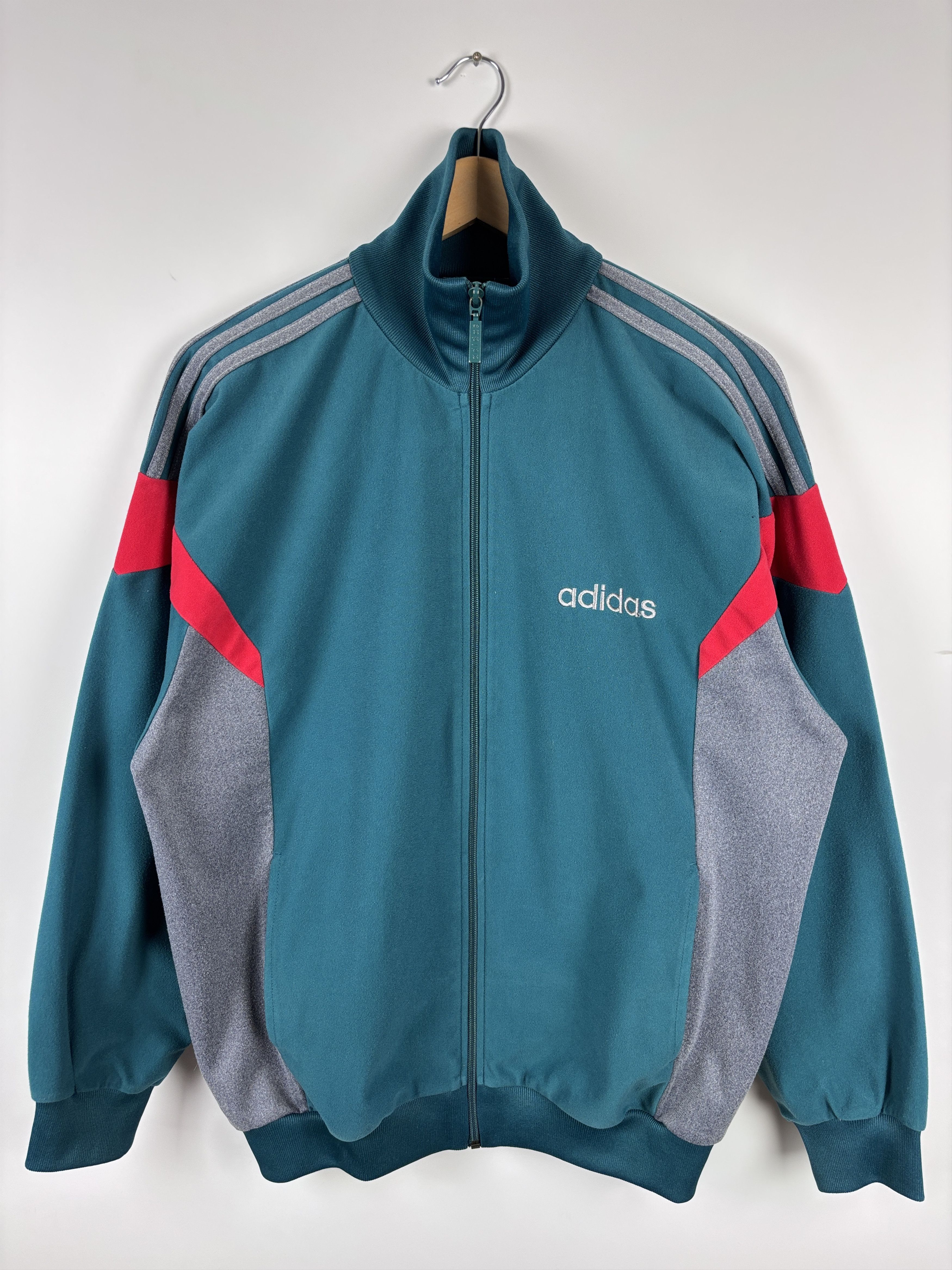 Adidas × Vintage Vintage 90s Adidas Track Zip Jacket Green Gray Mens Size M Size US M / EU 48-50 / 2 - 1 Thumbnail