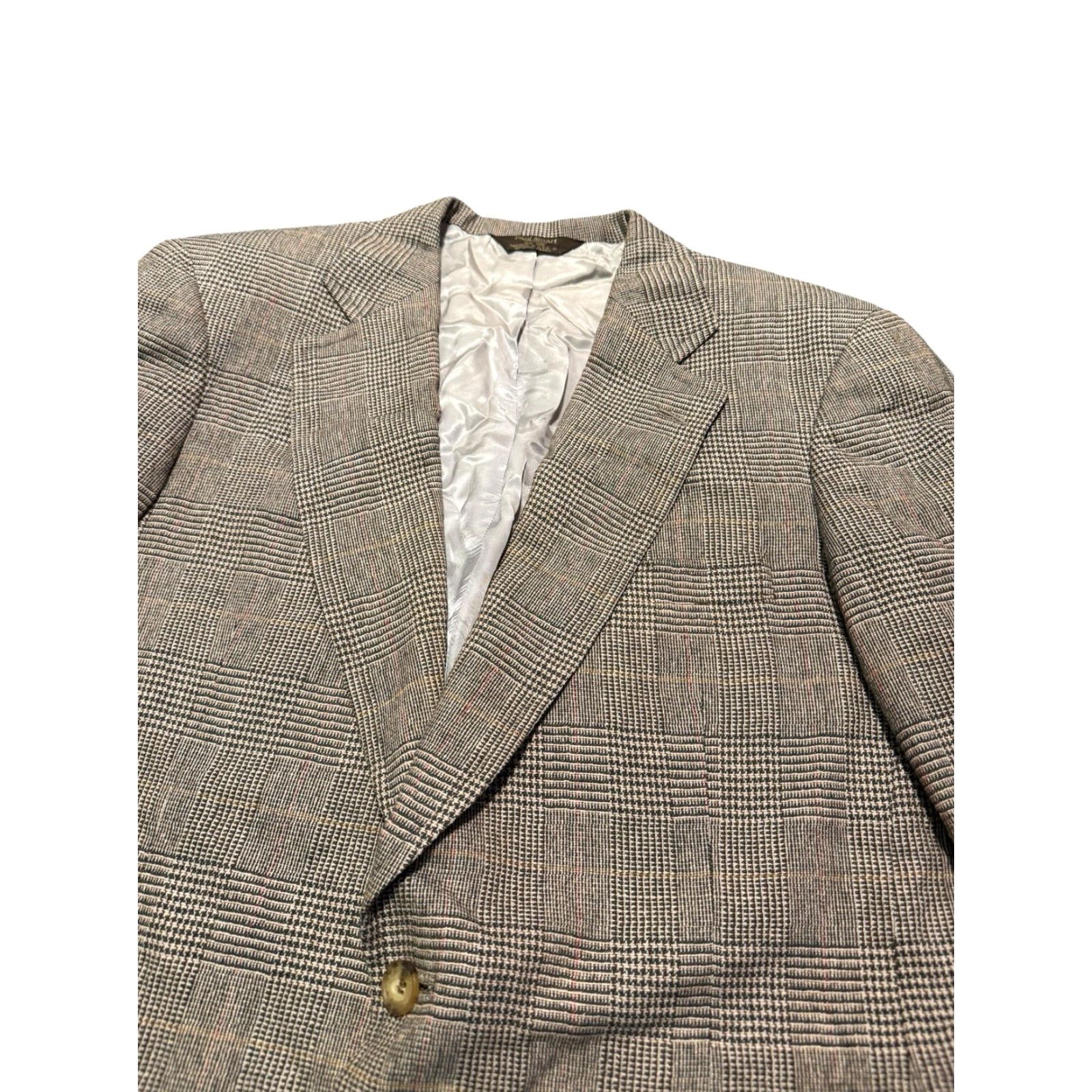 Paul Stuart VINTAGE Paul Stuart Sport Coat Blazer Glen Plaid Wool 44/42 Made In USA Men Jacket Notch Lapel Two-Button Long Beige Wool Coat FX? Size 42R - 3 Thumbnail