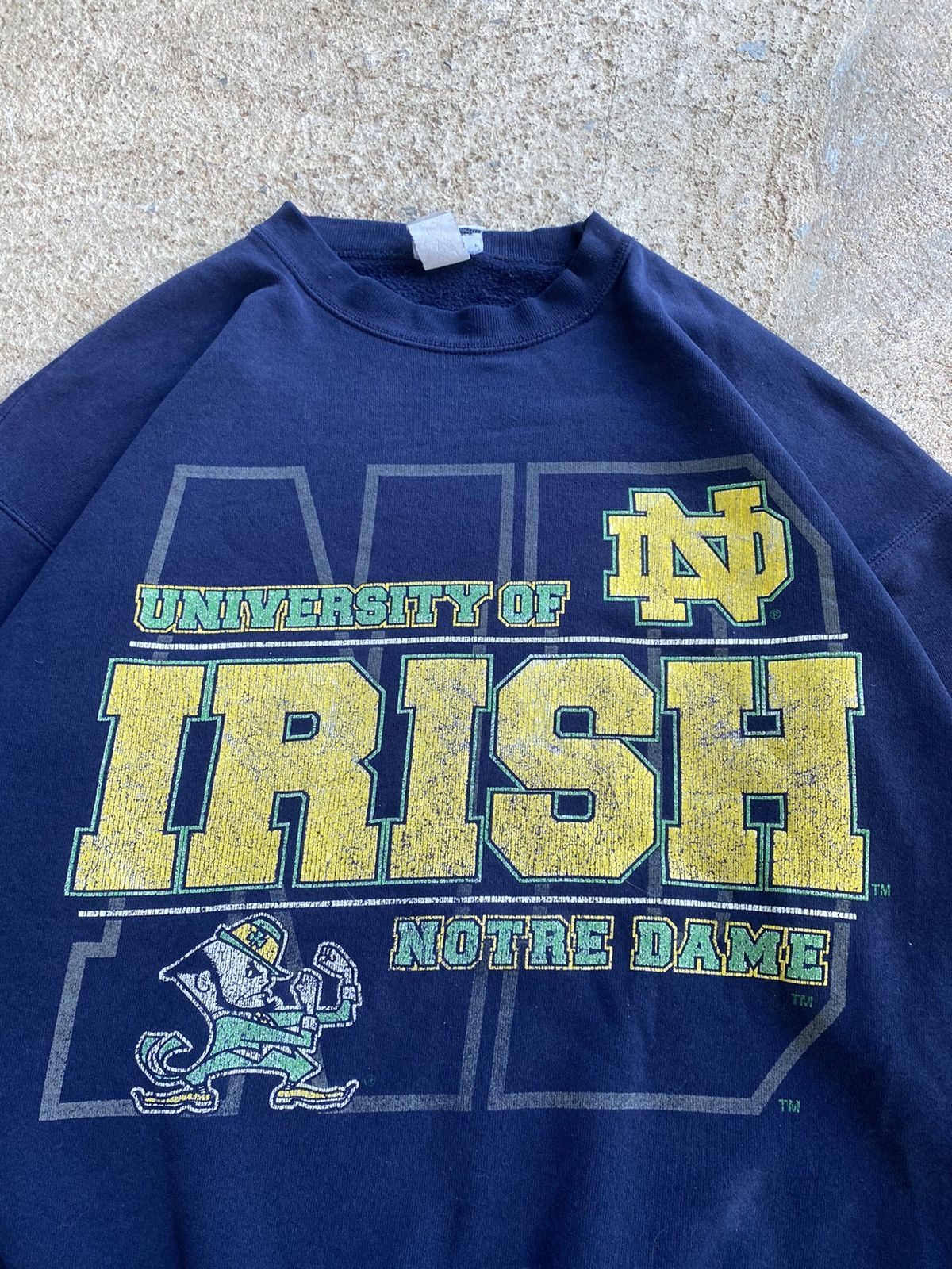 Japanese Brand × Vintage Vintage 90’s Notre Dame Fighting Irish Faded Sweatshirt Size US L / EU 52-54 / 3 - 3 Thumbnail