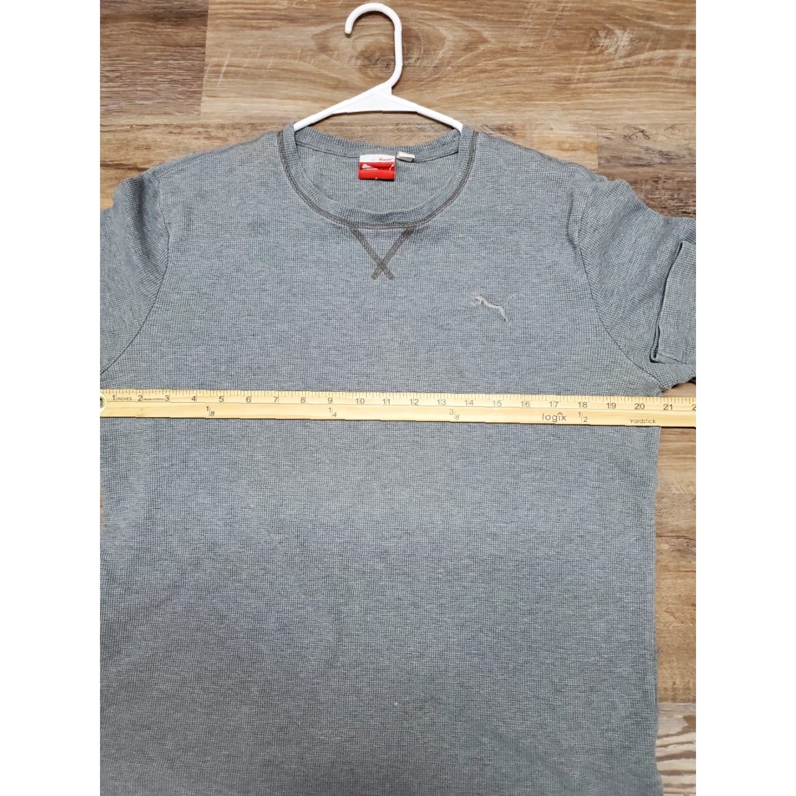Puma Puma Shirt Mens Medium Thermal Gray Long Sleeve Crewneck Waffle Knit Solid Logo Accents Size US M / EU 48-50 / 2 - 7 Thumbnail