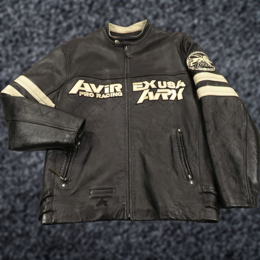Avirex VINTAGE Avirex Leather Jacket XL Mens Racing Moto Motorcycle Lion Patch Cafe Racer Quilt Jacket Size US XL / EU 56 / 4 - 1 Thumbnail