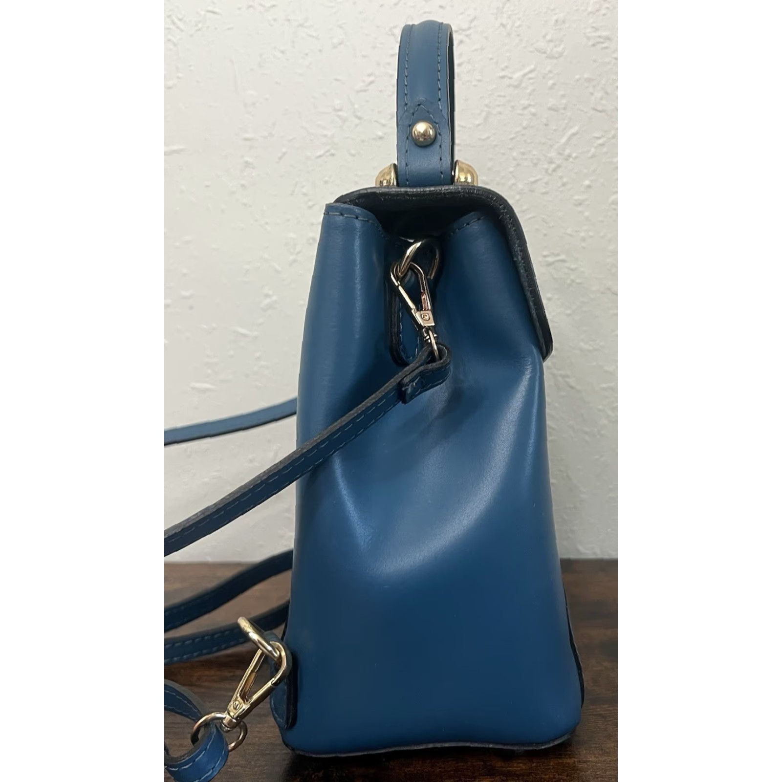 Vintage Viola Castellani Blue Leather Suede Mini Backpack Convertible Handbag Italy Backpack Womens Small Blue Leather Size ONE SIZE - 7 Thumbnail