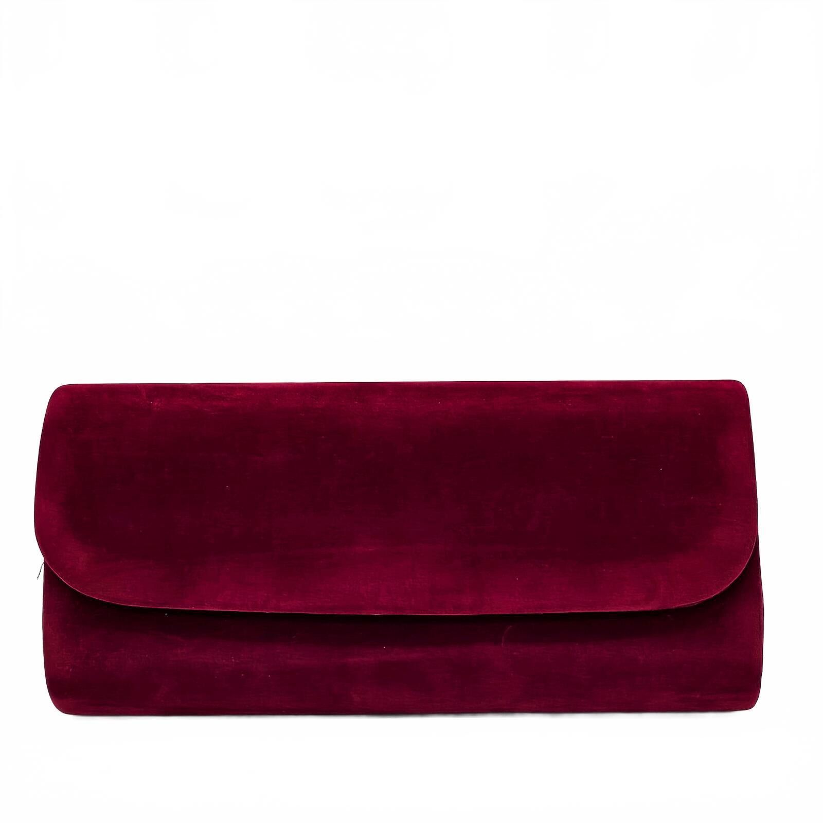 Unknown London Elegant Burgundy Velvet Clutch with Silver Chain Strap Size ONE SIZE - 1 Thumbnail