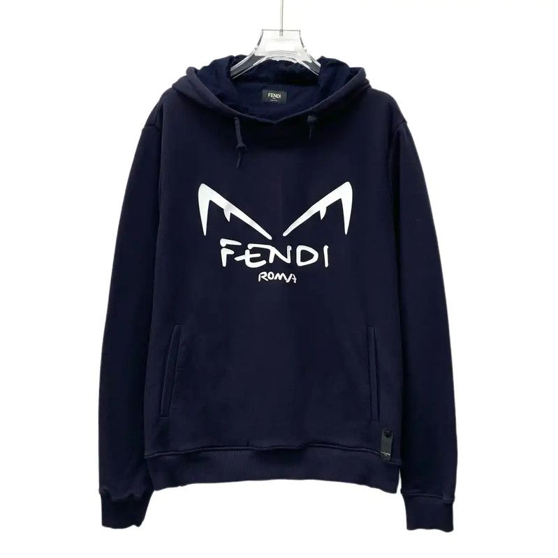 Fendi Fendi Men's Long Sleeve Logo Hoodie in Dark Blue 0089 Size US M / EU 48-50 / 2 - 1 Thumbnail