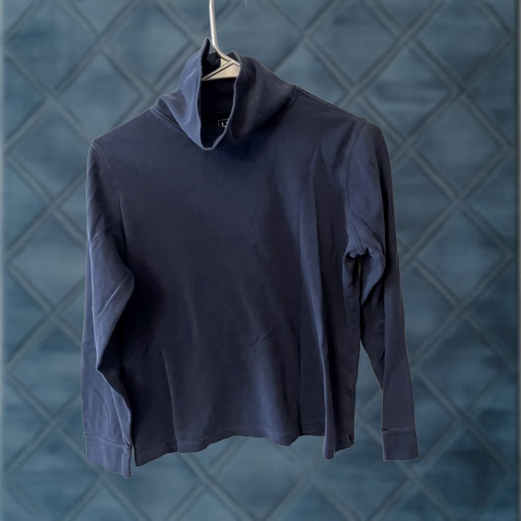 Vintage L.L. Bean Blouse Shirt Women M Navy Blue Interlock Turtleneck Long Sleeve Pullover 100% Cotton - Solid 188450 Size M / US 6-8 / IT 42-44 - 1 Thumbnail