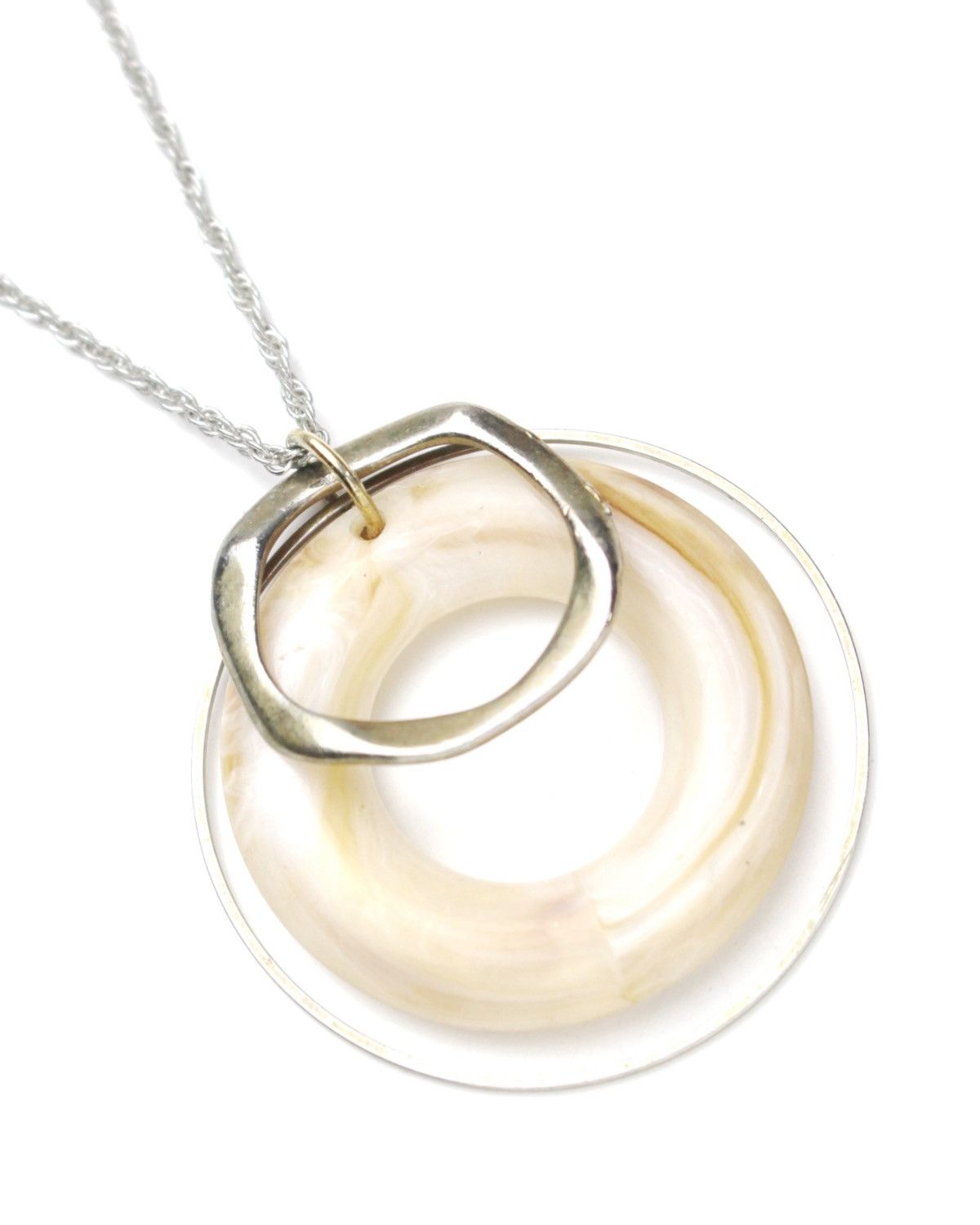 Vintage 2000S JAPANESE CIRCULAR RESIN & SILVER-TONE NECKLACE Size ONE SIZE - 3 Thumbnail