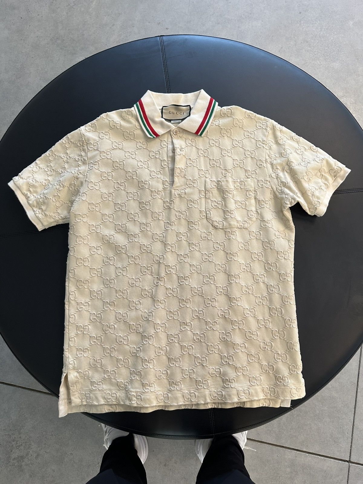 Gucci Gucci Embroidered Logo Polo Tee Beige Size US S / EU 44-46 / 1 - 1 Thumbnail