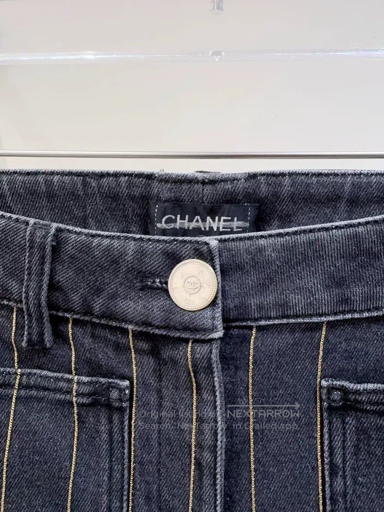 Chanel Chanel 20P black and grey chain jeans Size 42" / US 20 - 2 Thumbnail