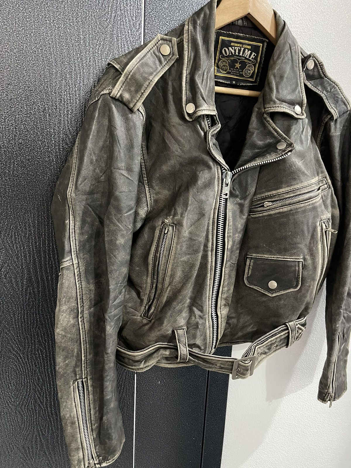 Japanese Brand Vintage On Time Real Leather Jacket Size US M / EU 48-50 / 2 - 3 Thumbnail