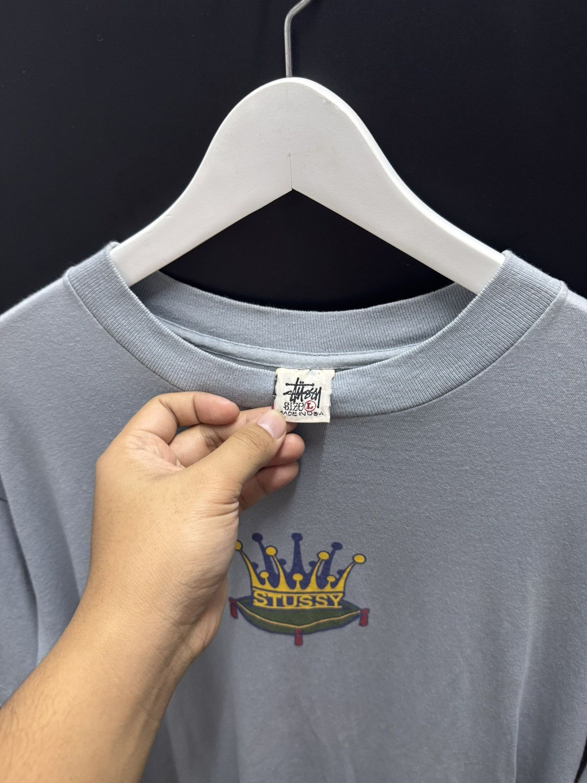 Stussy × Vintage Vintage 90s Stussy Crown Rare Logo White Tag Single Stitch Size US L / EU 52-54 / 3 - 5 Thumbnail