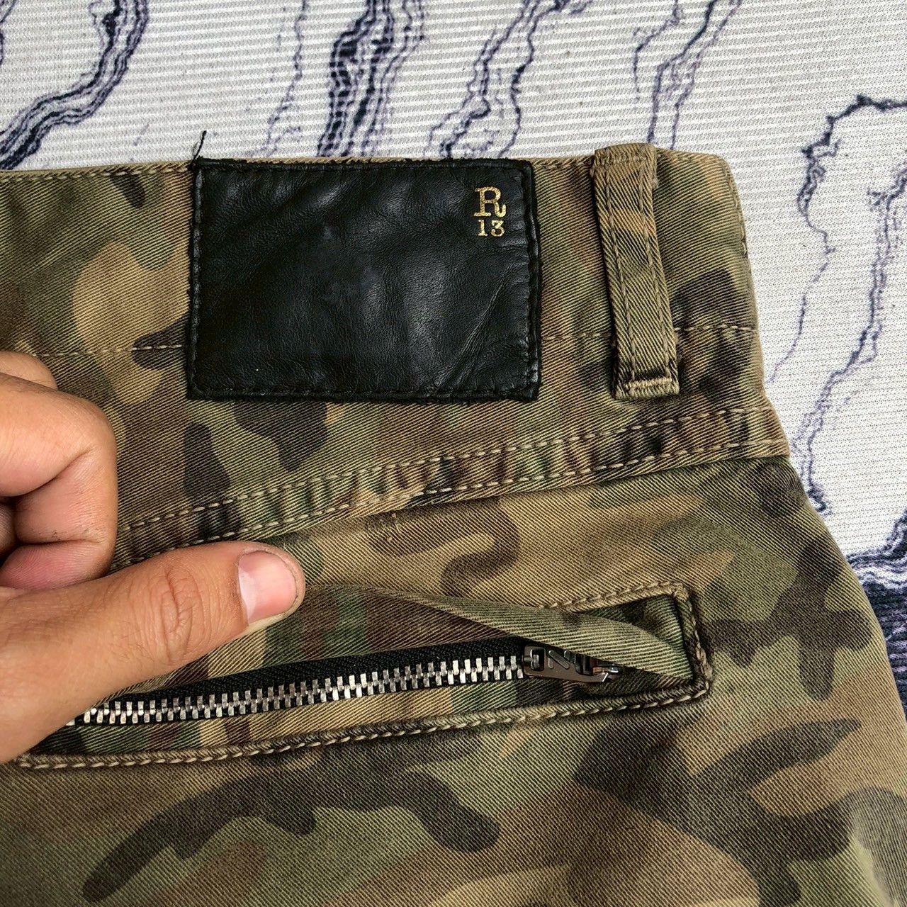 R13 R13 Moto Pants Camouflage Made in Italy Size 25 (Fits 29) Size 29" - 6 Thumbnail