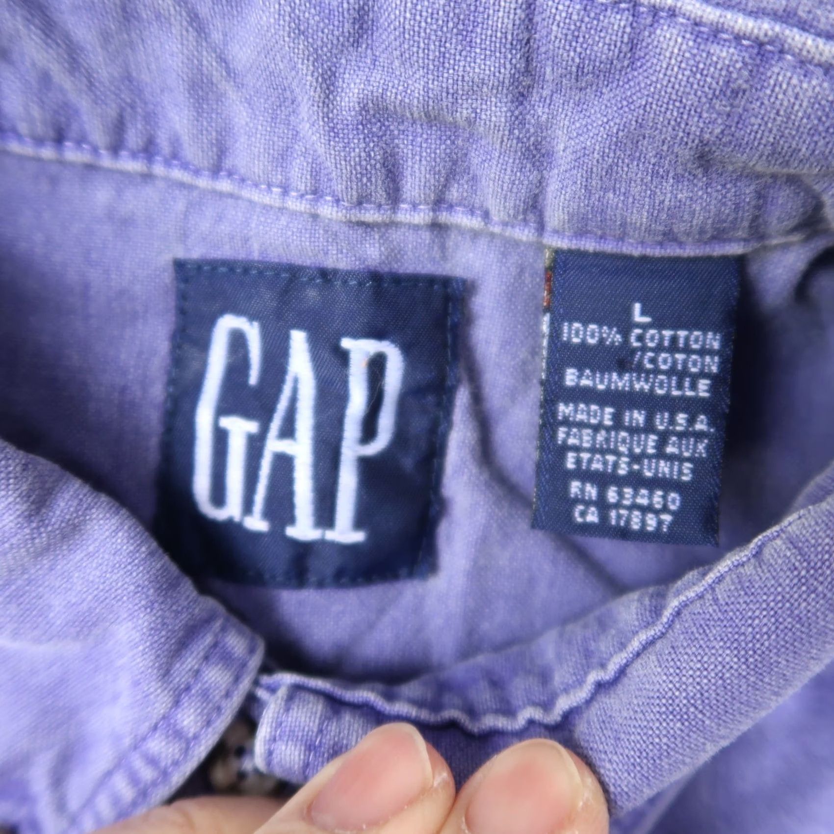 Gap VINTAGE Gap Work Shirt Men L Large Purple Cotton Long Sleeve Button-Up Size US L / EU 52-54 / 3 - 4 Thumbnail