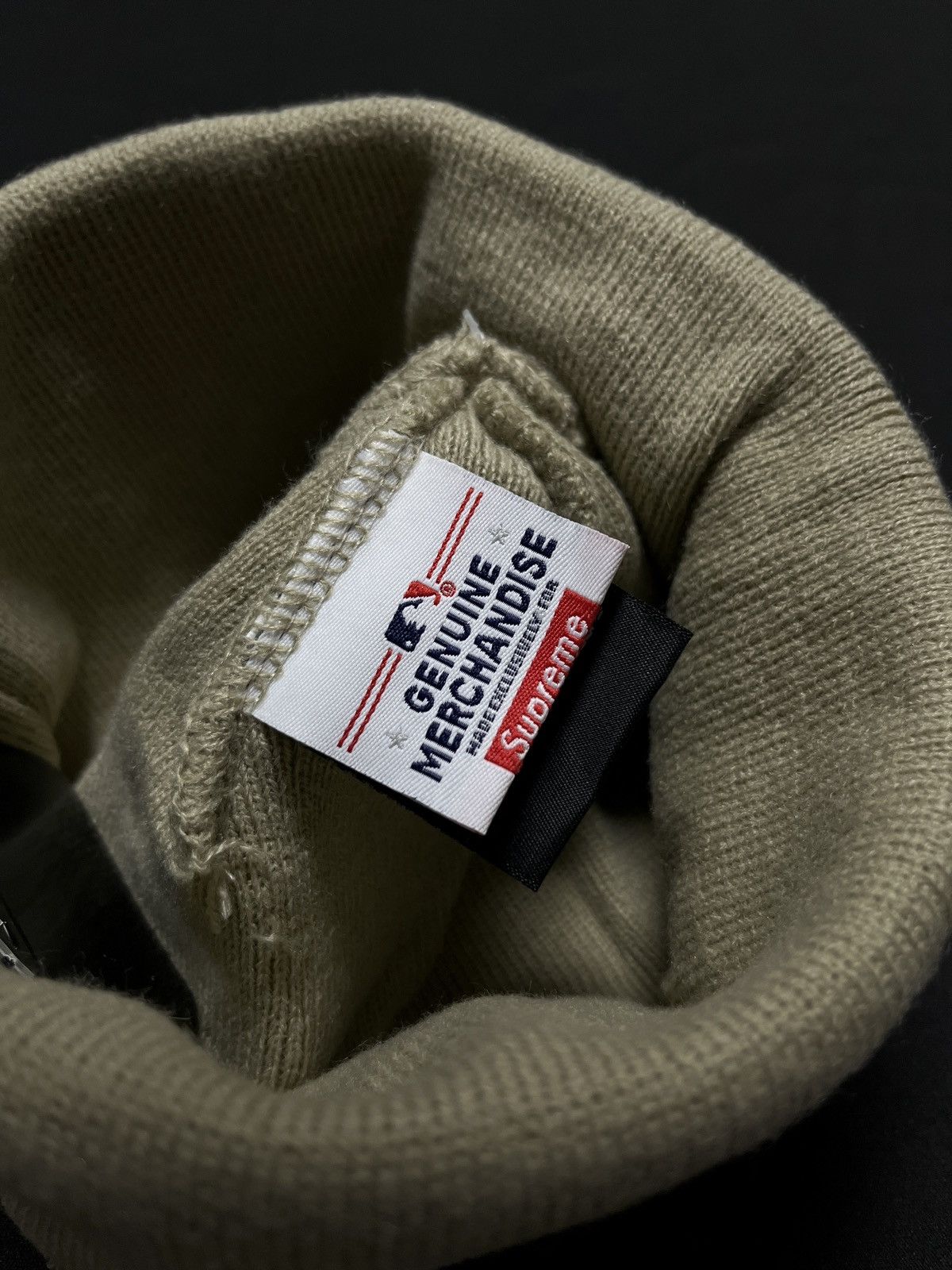 New Era × Supreme Rare Supreme New York Yankees New Era Box Logo Khaki Beanie Size ONE SIZE - 8 Thumbnail