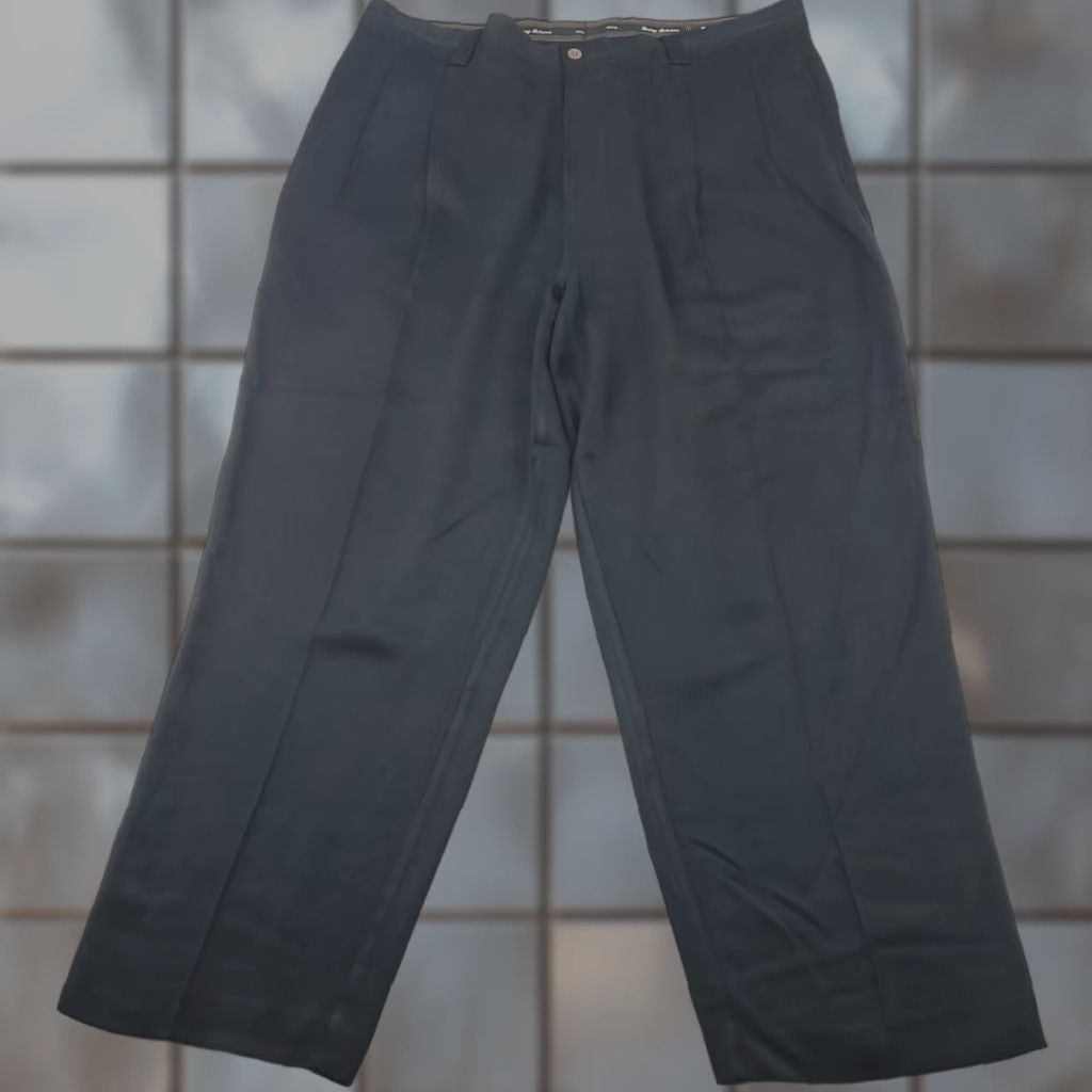 Tommy Bahama Tommy Bahama Silk Pants Mens 38x28 Pleated Front Dress Pants Black Beach Casual High Quality Size US 38 / EU 54 - 1 Thumbnail