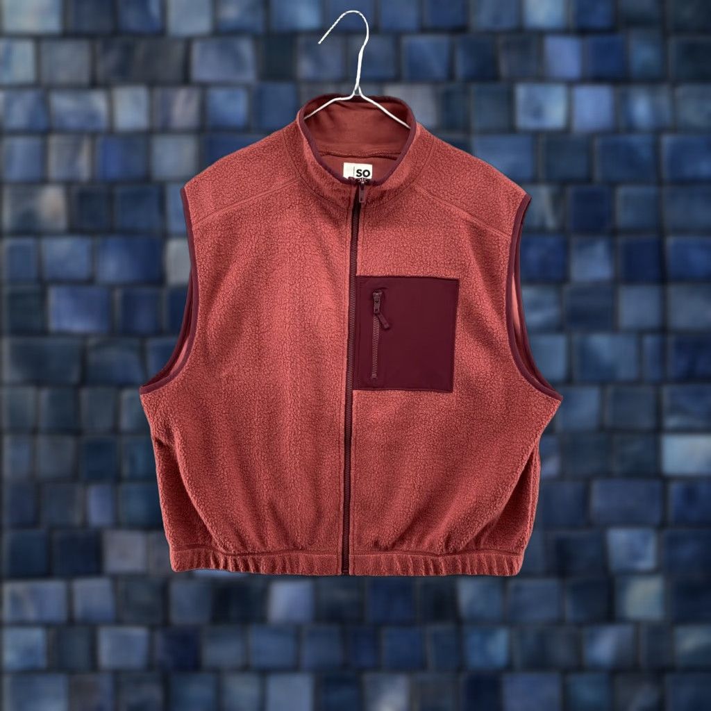 Alife SO Goods For Life Women's Cozy Fleece Full Zip Vest XL Red, Vest, Women, Fleece, Zip, Casual, Fall Winter, Shirt? Size XL / US 12-14 / IT 48-50 - 1 Thumbnail